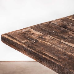 1950s Rustic French Console Table With Forged Steel Base, High Dining Table