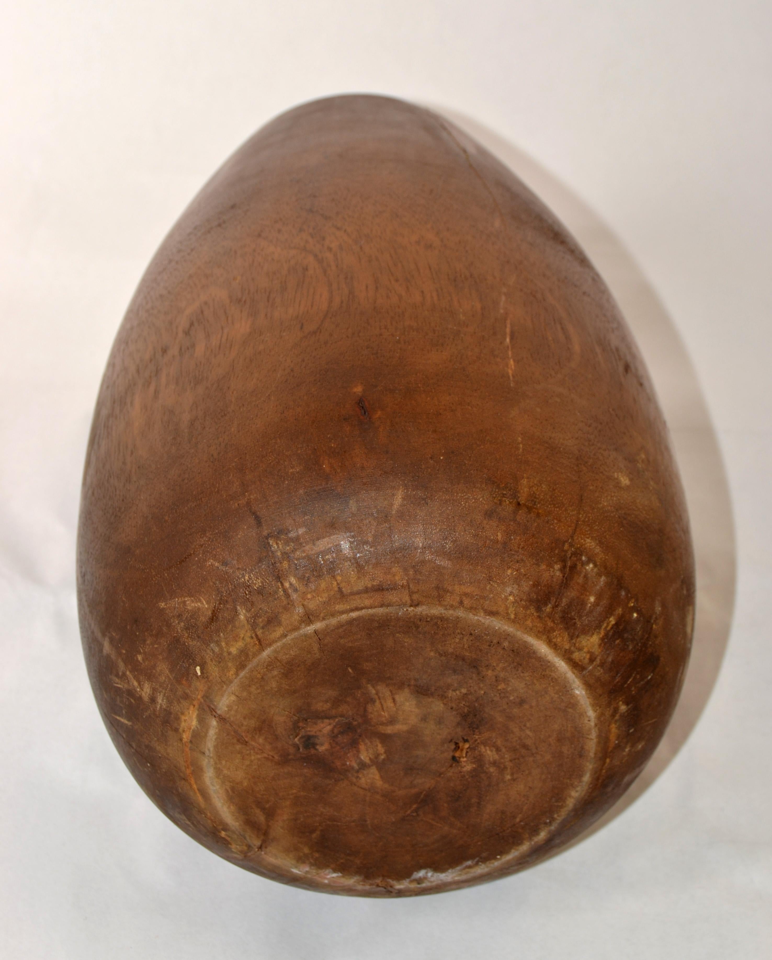 1950s Rustic Hand-Carved Solid Wood Art Vase Vessel Arts & Crafts Movement For Sale 3
