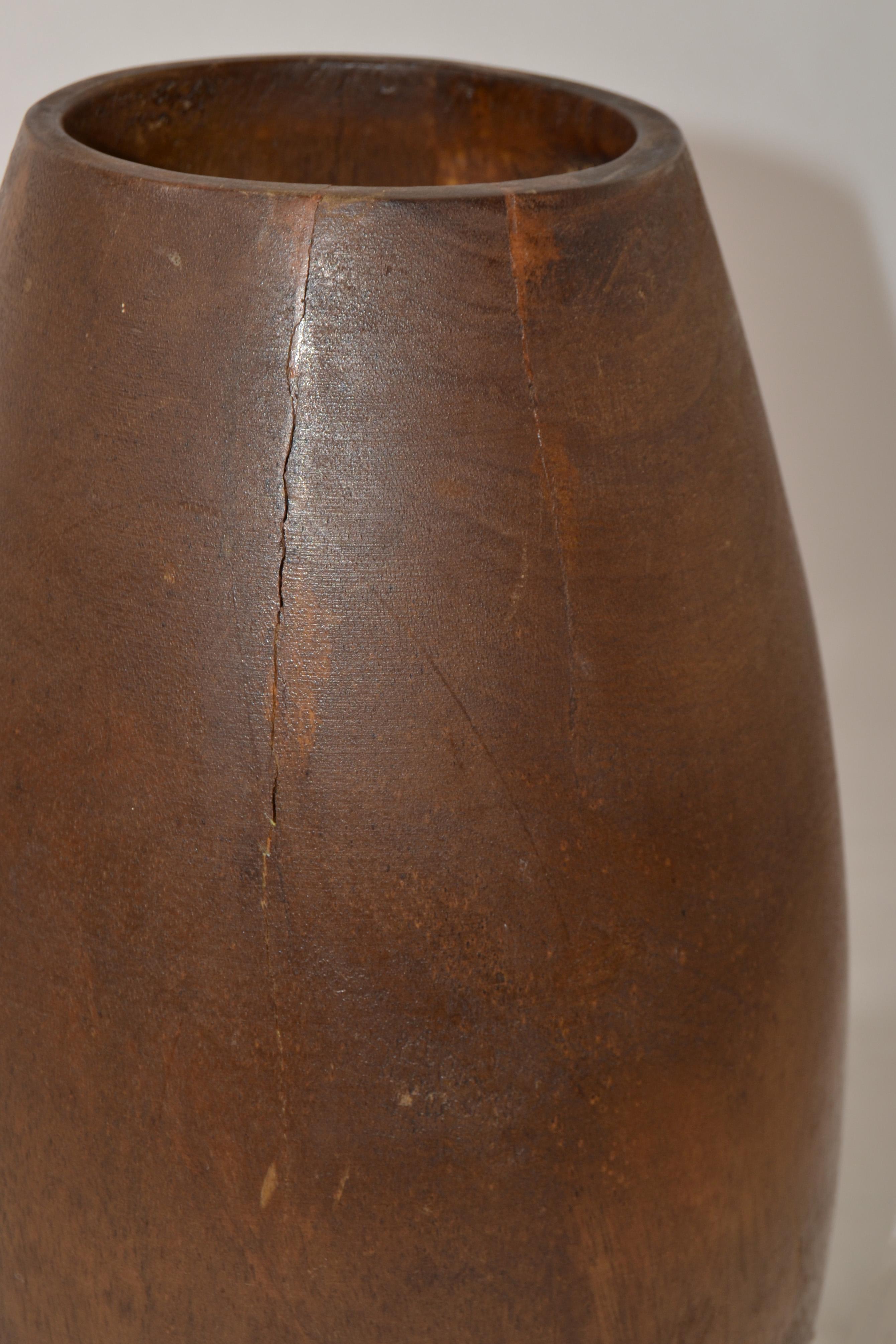 1950s Rustic Hand-Carved Solid Wood Art Vase Vessel Arts & Crafts Movement For Sale 4