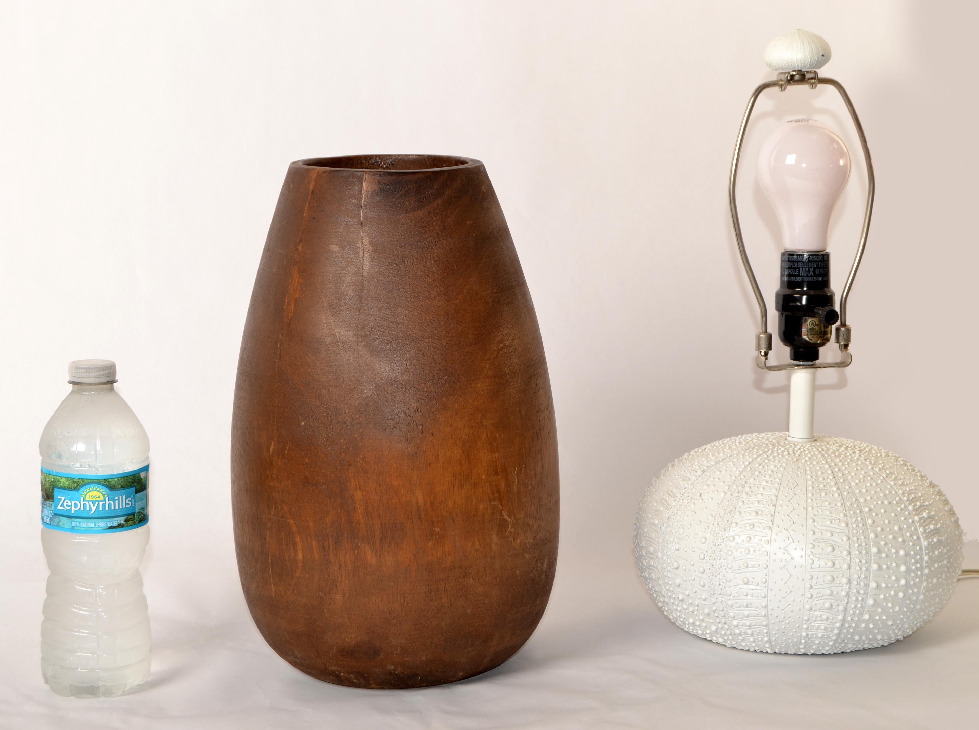 Mid-20th Century 1950s Rustic Hand-Carved Solid Wood Art Vase Vessel Arts & Crafts Movement For Sale
