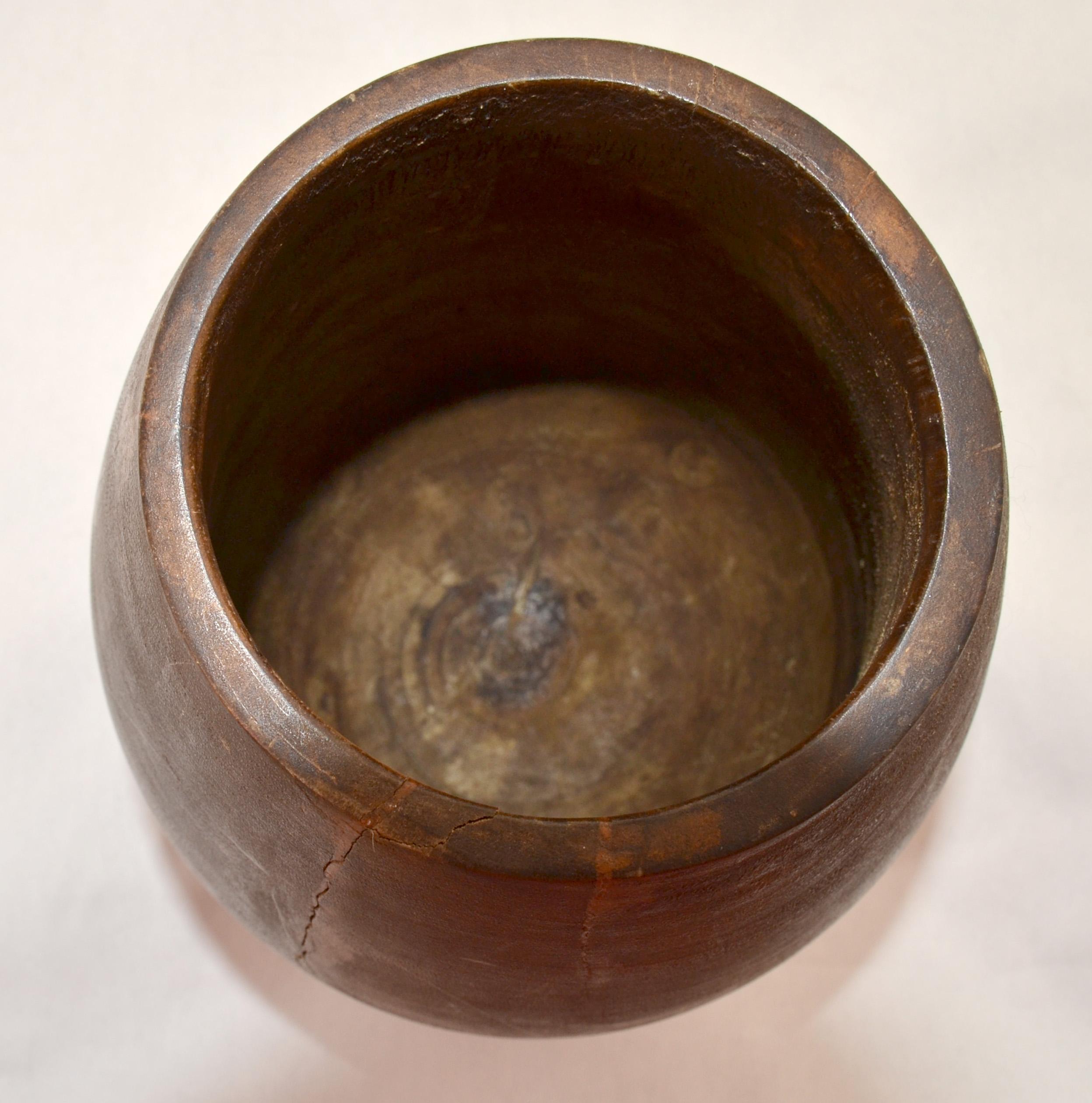 1950s Rustic Hand-Carved Solid Wood Art Vase Vessel Arts & Crafts Movement For Sale 1