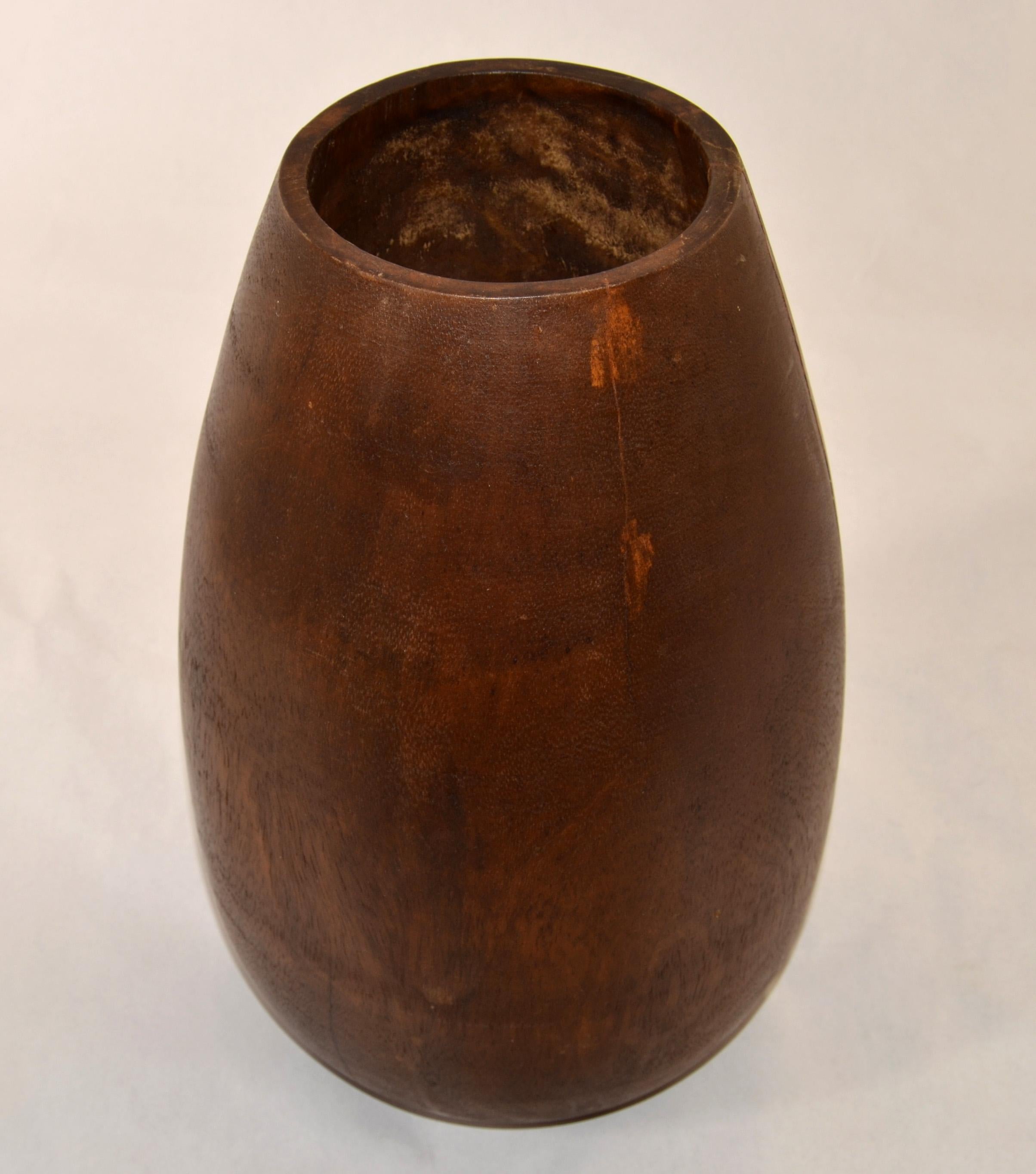 1950s Rustic Hand-Carved Solid Wood Art Vase Vessel Arts & Crafts Movement For Sale 2