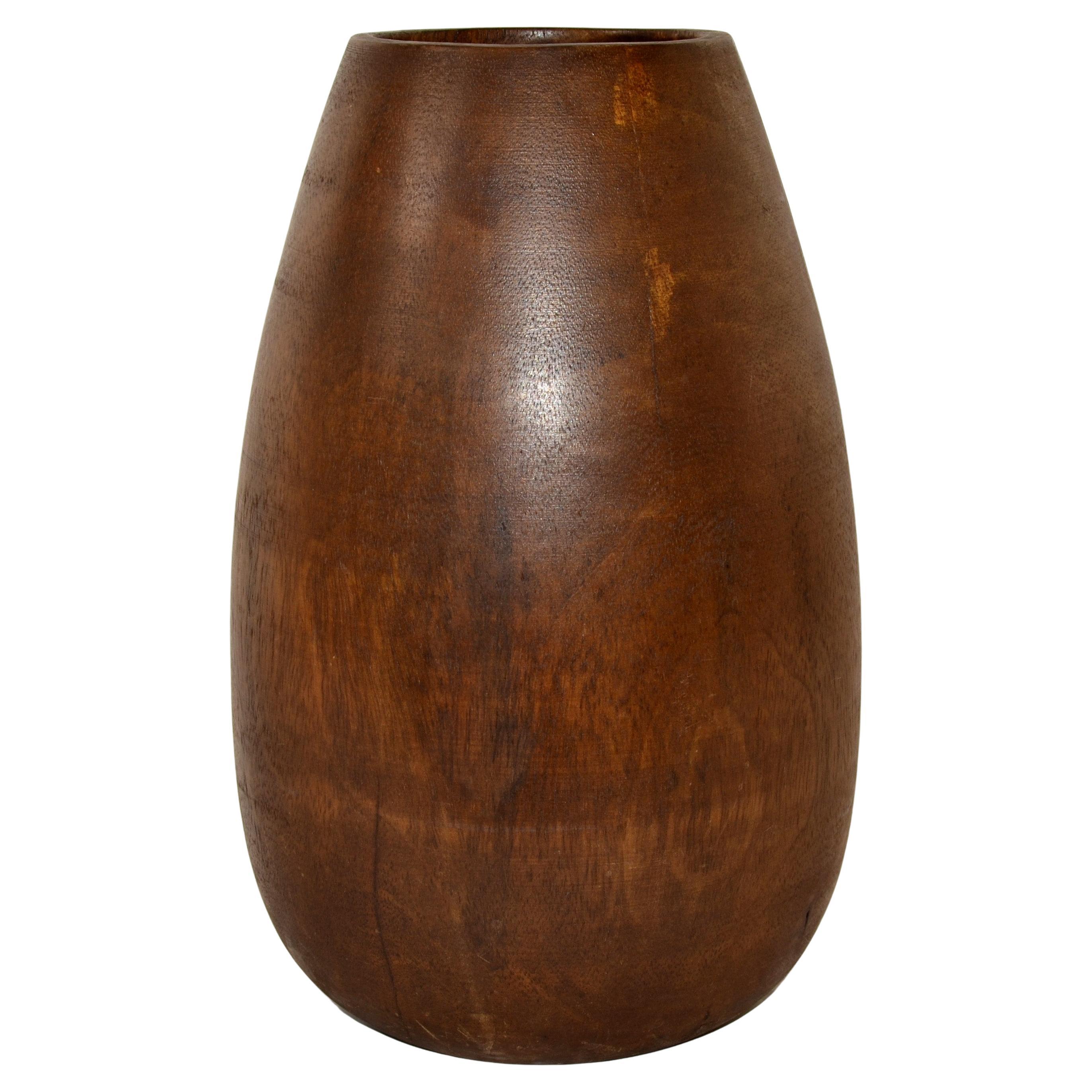 1950s Rustic Hand-Carved Solid Wood Art Vase Vessel Arts & Crafts Movement