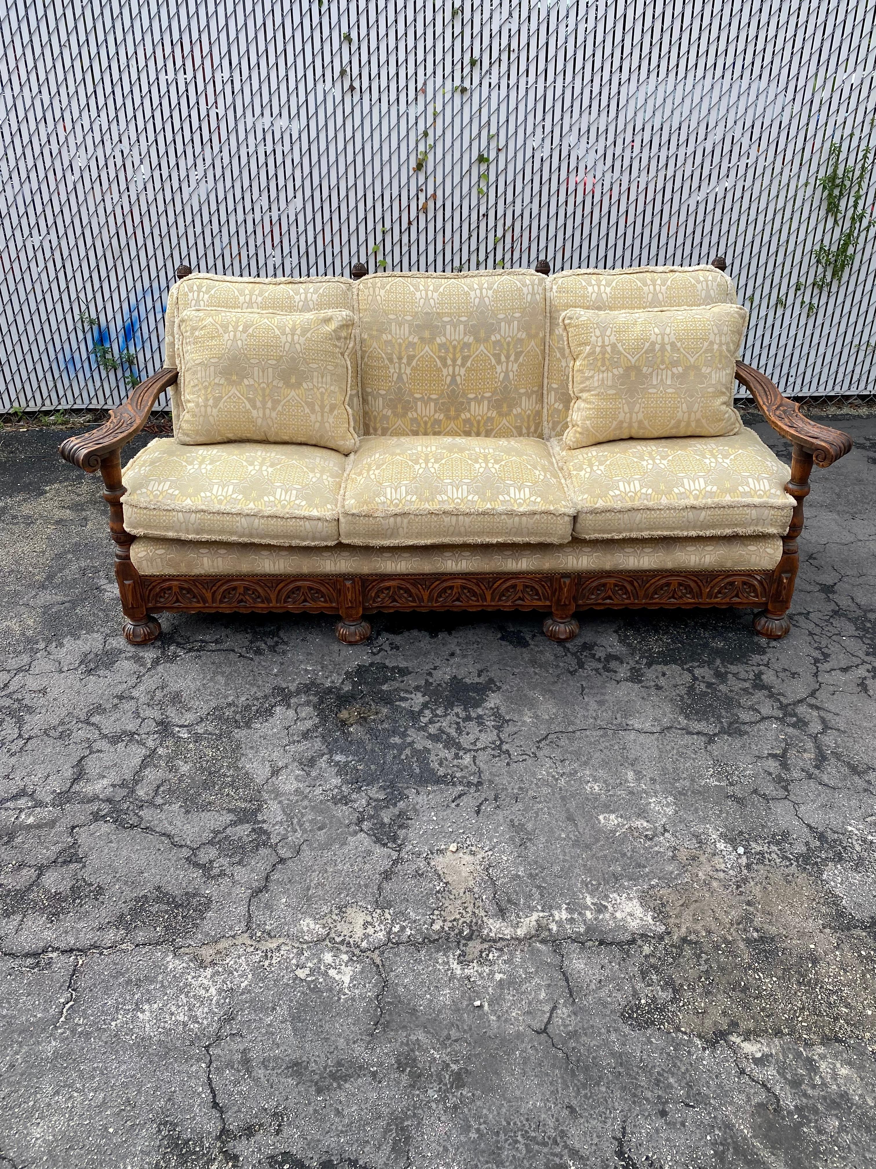 carved wood sofa set