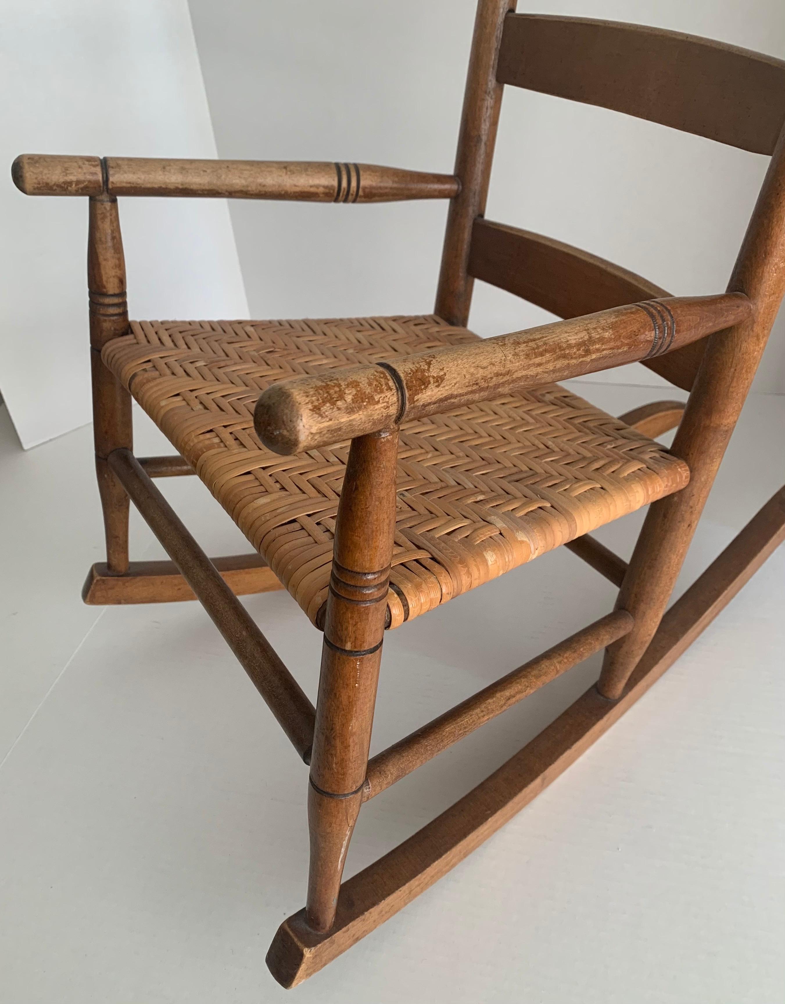 1950s Rustic Style Wooden Children’s Rocking Chair For Sale 5