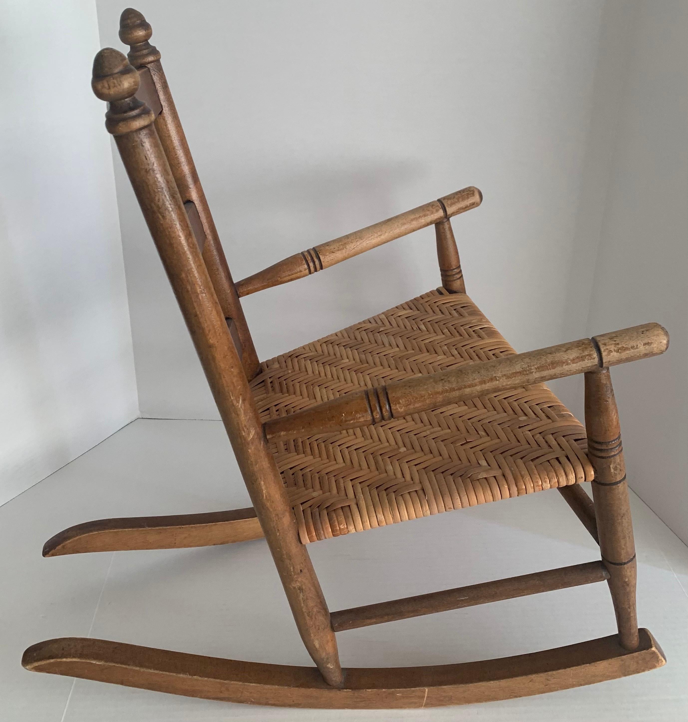 American 1950s Rustic Style Wooden Children’s Rocking Chair For Sale