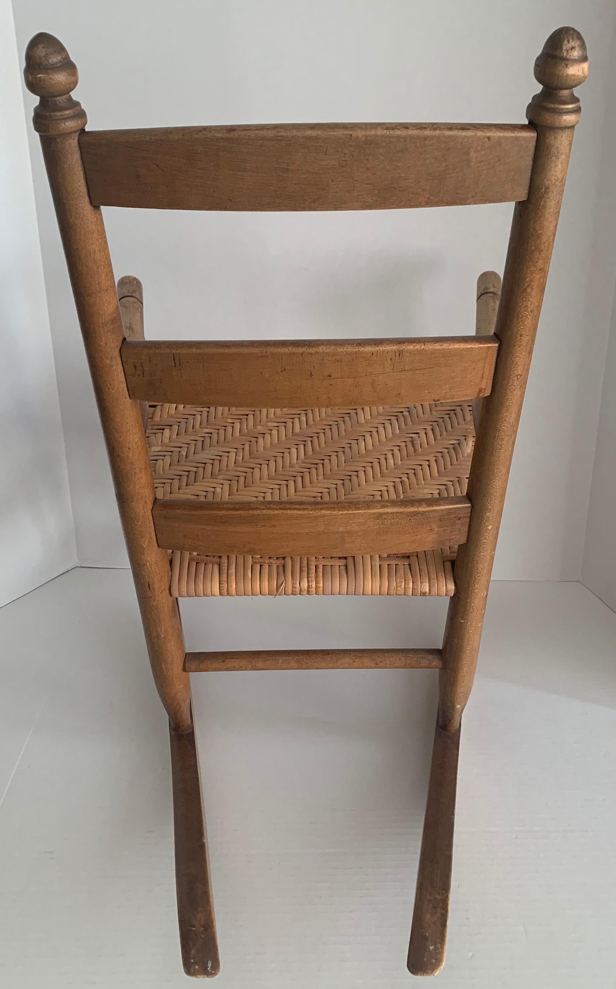 1950s Rustic Style Wooden Children’s Rocking Chair In Good Condition For Sale In Stamford, CT