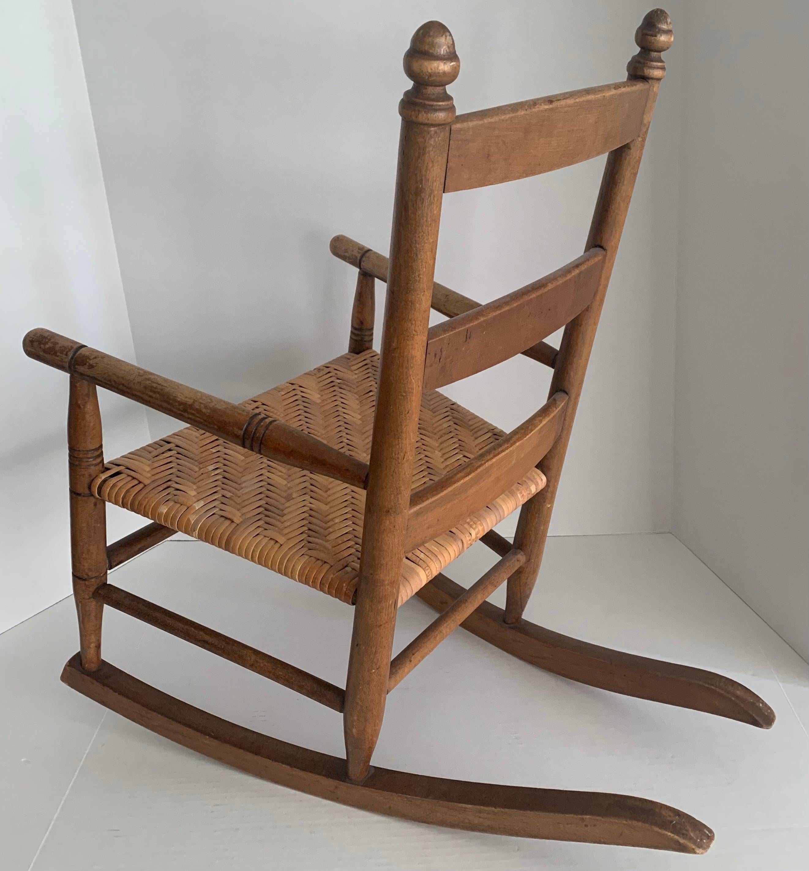 Mid-20th Century 1950s Rustic Style Wooden Children’s Rocking Chair For Sale