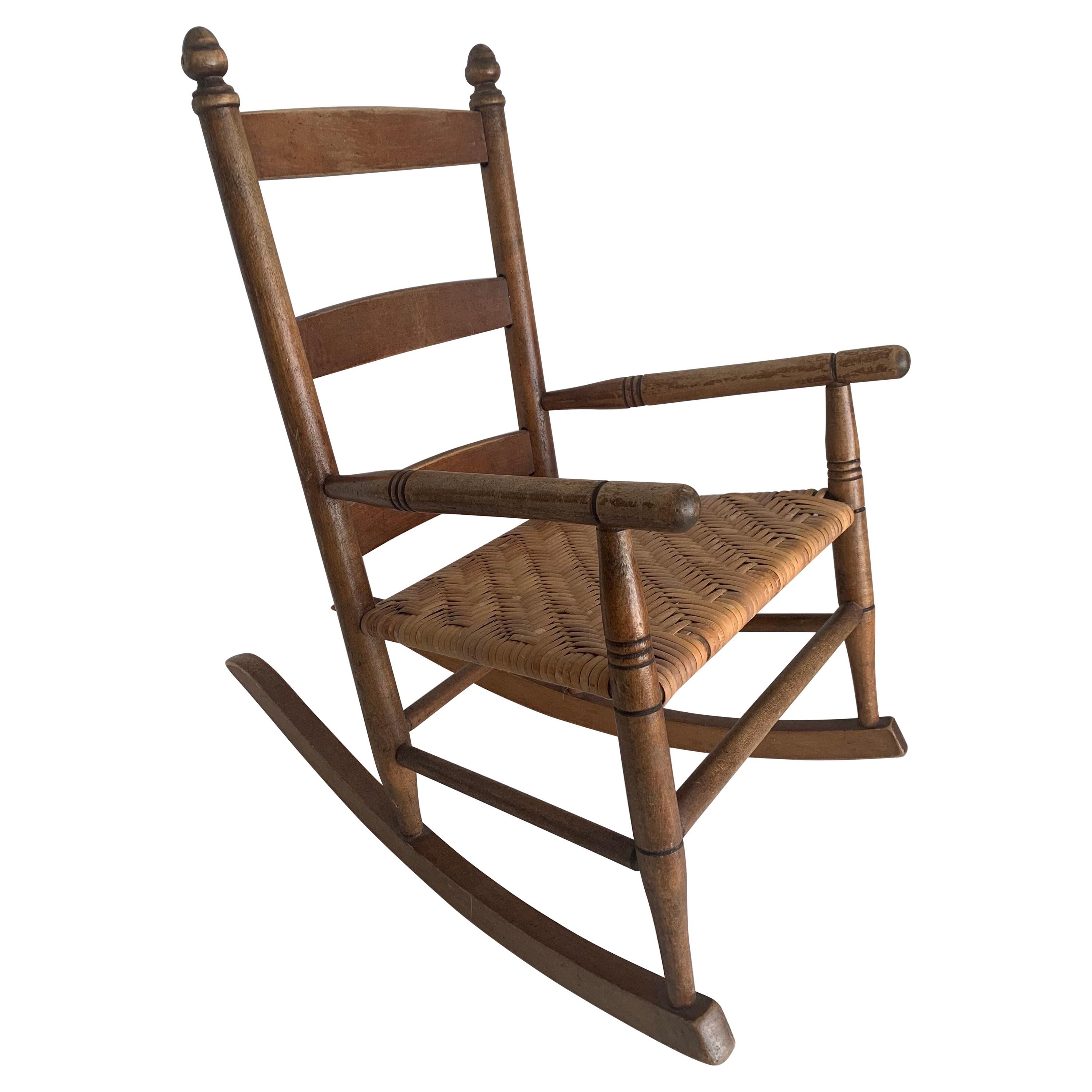 1950s Rustic Style Wooden Children’s Rocking Chair For Sale