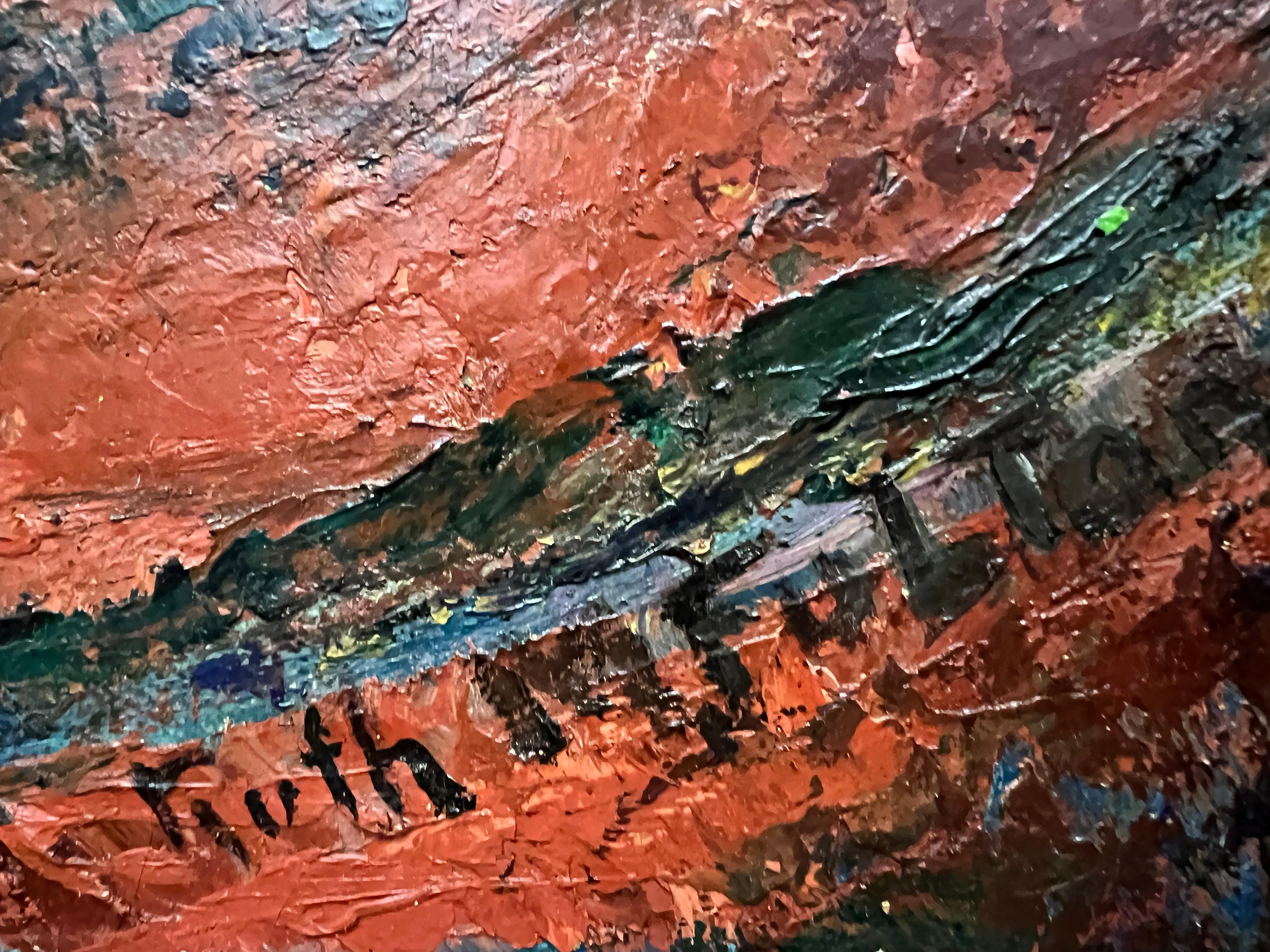 Années 1950 A&M WPA  Peinture impressionniste abstraite représentant des marins sur un bateau en vente 4