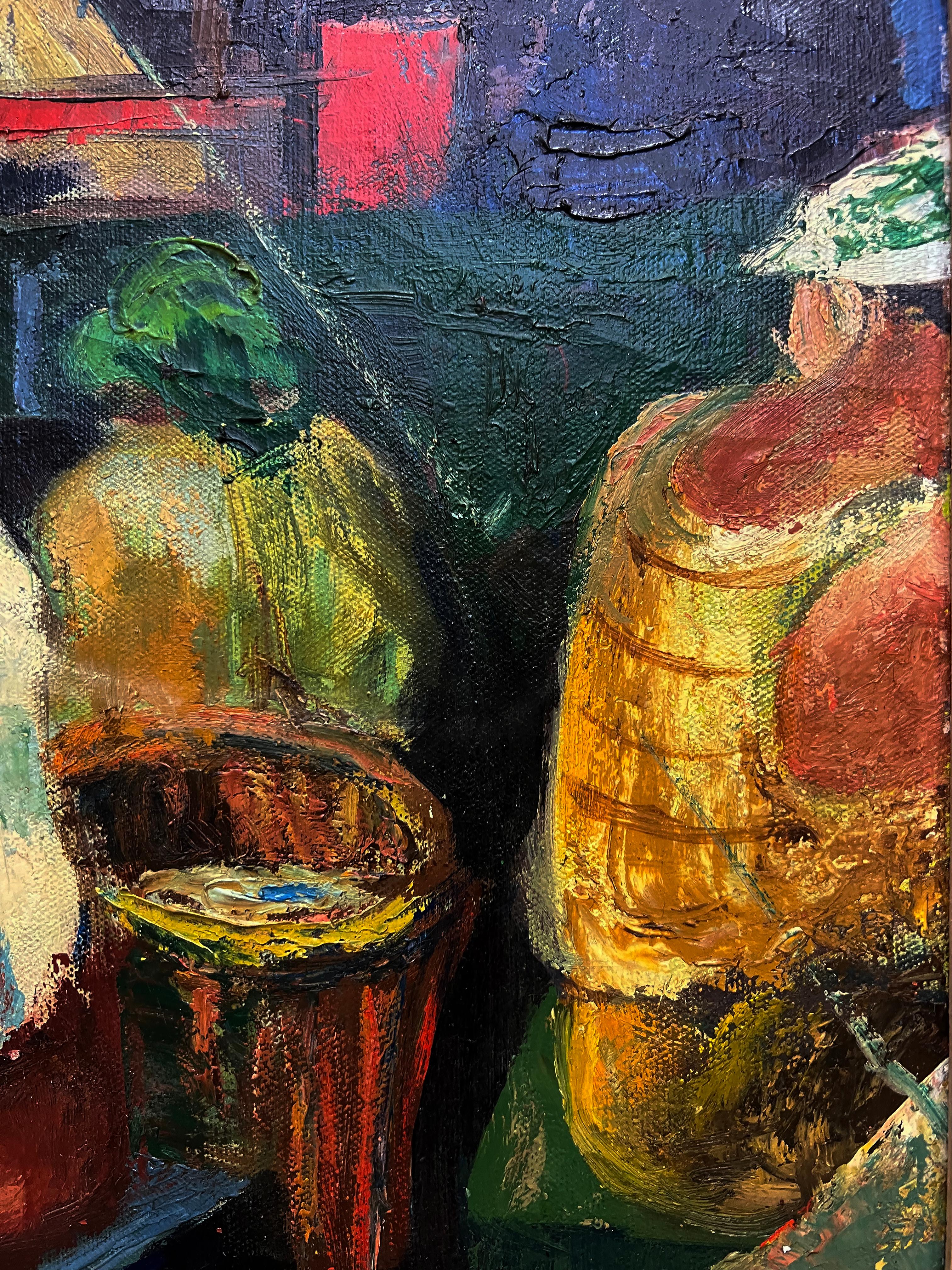 Américain Années 1950 A&M WPA  Peinture impressionniste abstraite représentant des marins sur un bateau en vente
