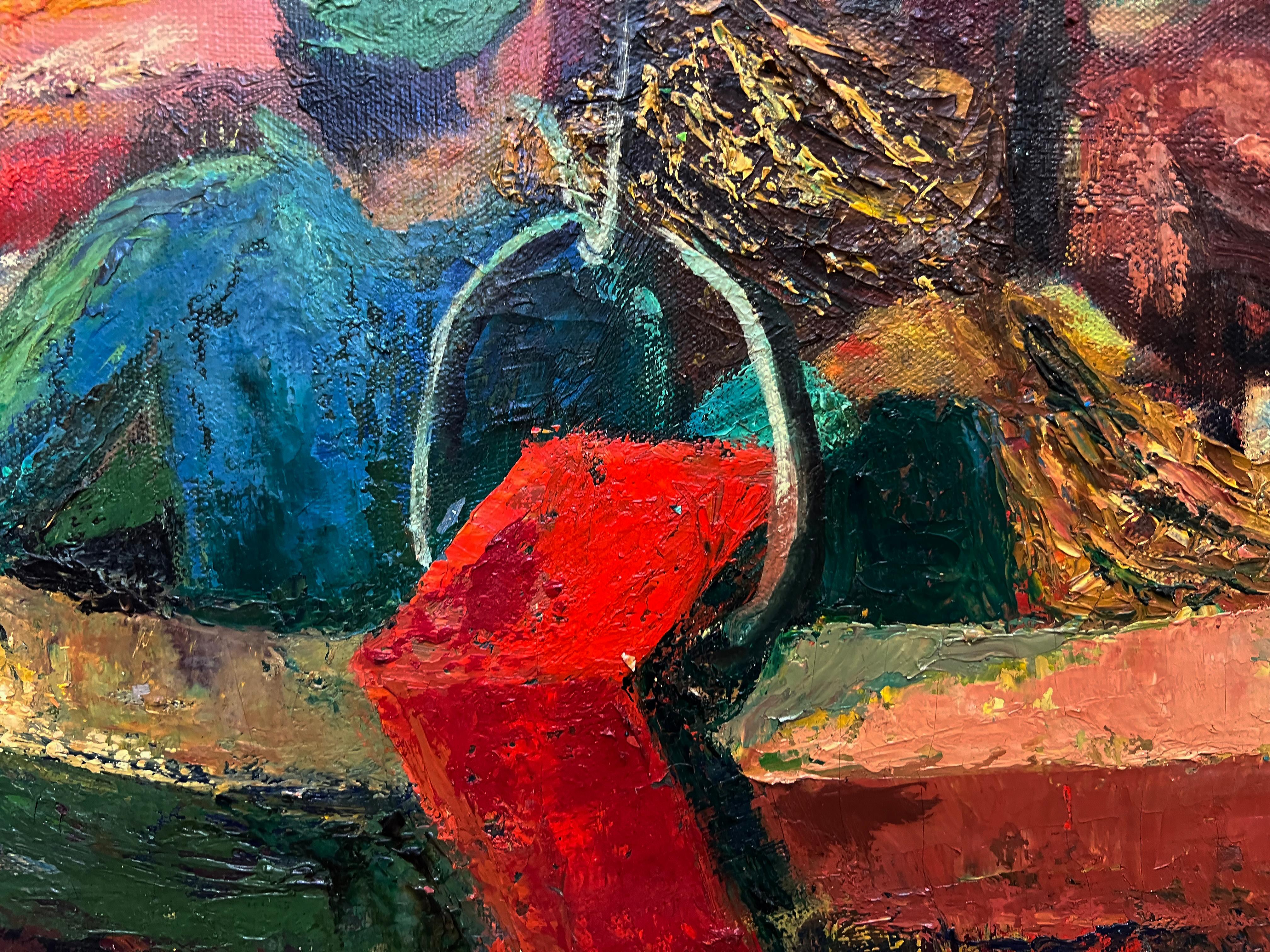 Années 1950 A&M WPA  Peinture impressionniste abstraite représentant des marins sur un bateau en vente 1
