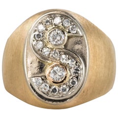1950s S Shape Diamond Vintage Signet Ring