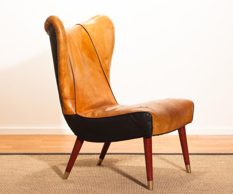 1950s Saddle Leather Danish Wingback Chair At 1stdibs Extreme Beautiful Danish Saddle Leather Wingback Chair In Wonderful Used Condition The