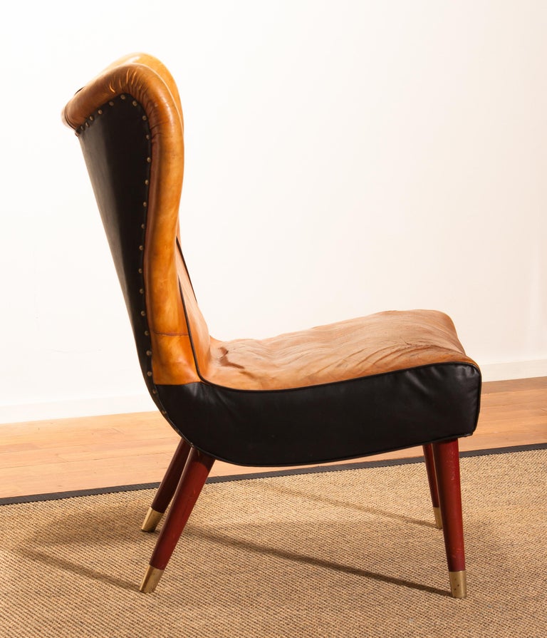 1950s Saddle Leather Danish Wingback Chair at 1stdibs