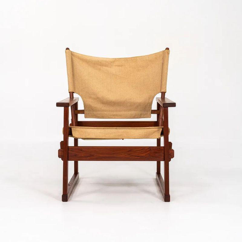 Danish 1950s Safari Lounge Chair & Ottoman in Canvas by Poul Hundevad For Sale