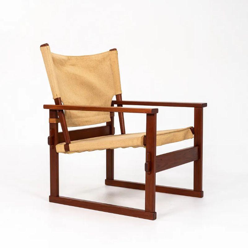 Mid-20th Century 1950s Safari Lounge Chair & Ottoman in Canvas by Poul Hundevad For Sale