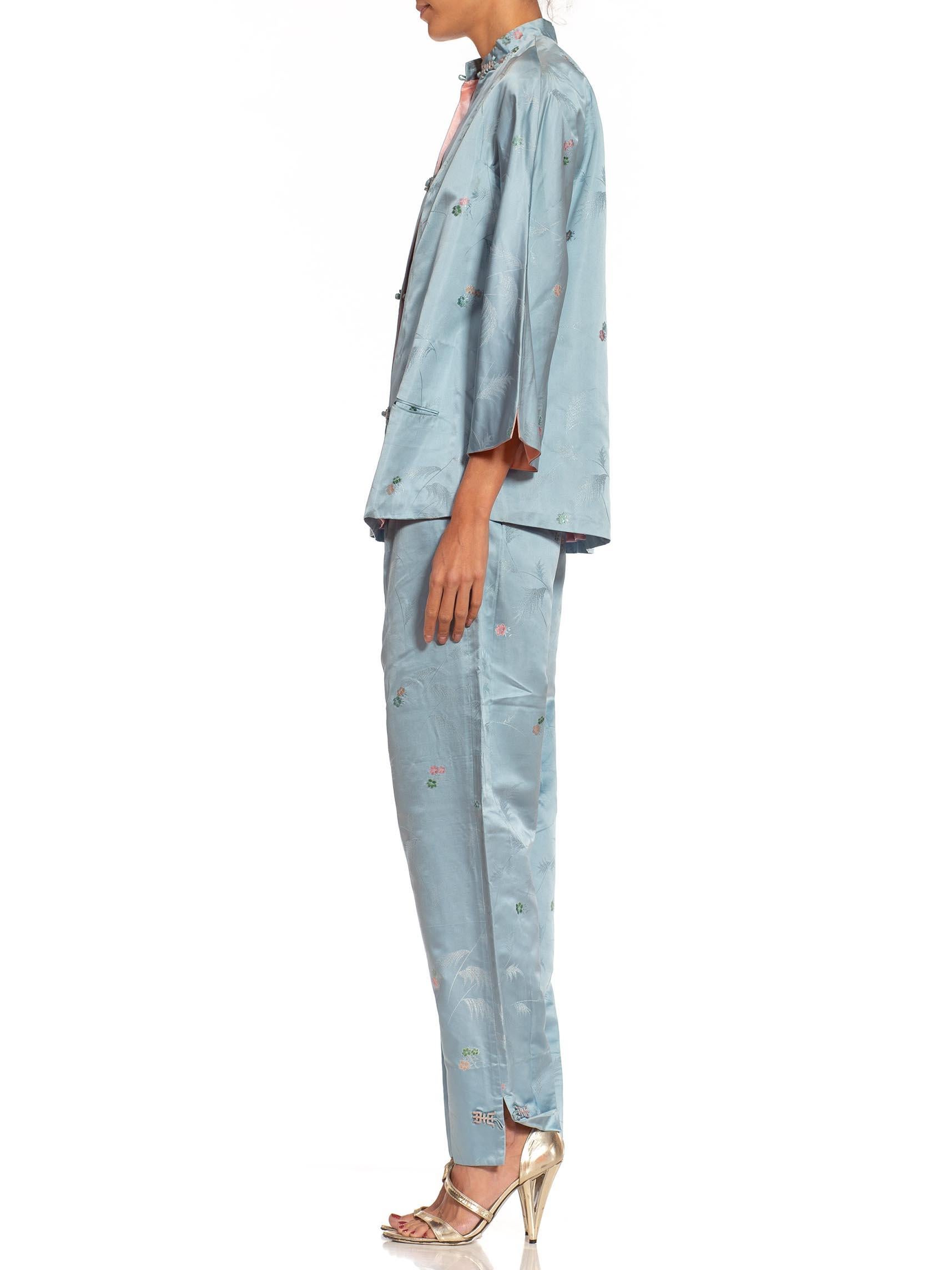 1950S Saks 5Th Ave asiatischen Seide Jacquard Lounge Pyjamas