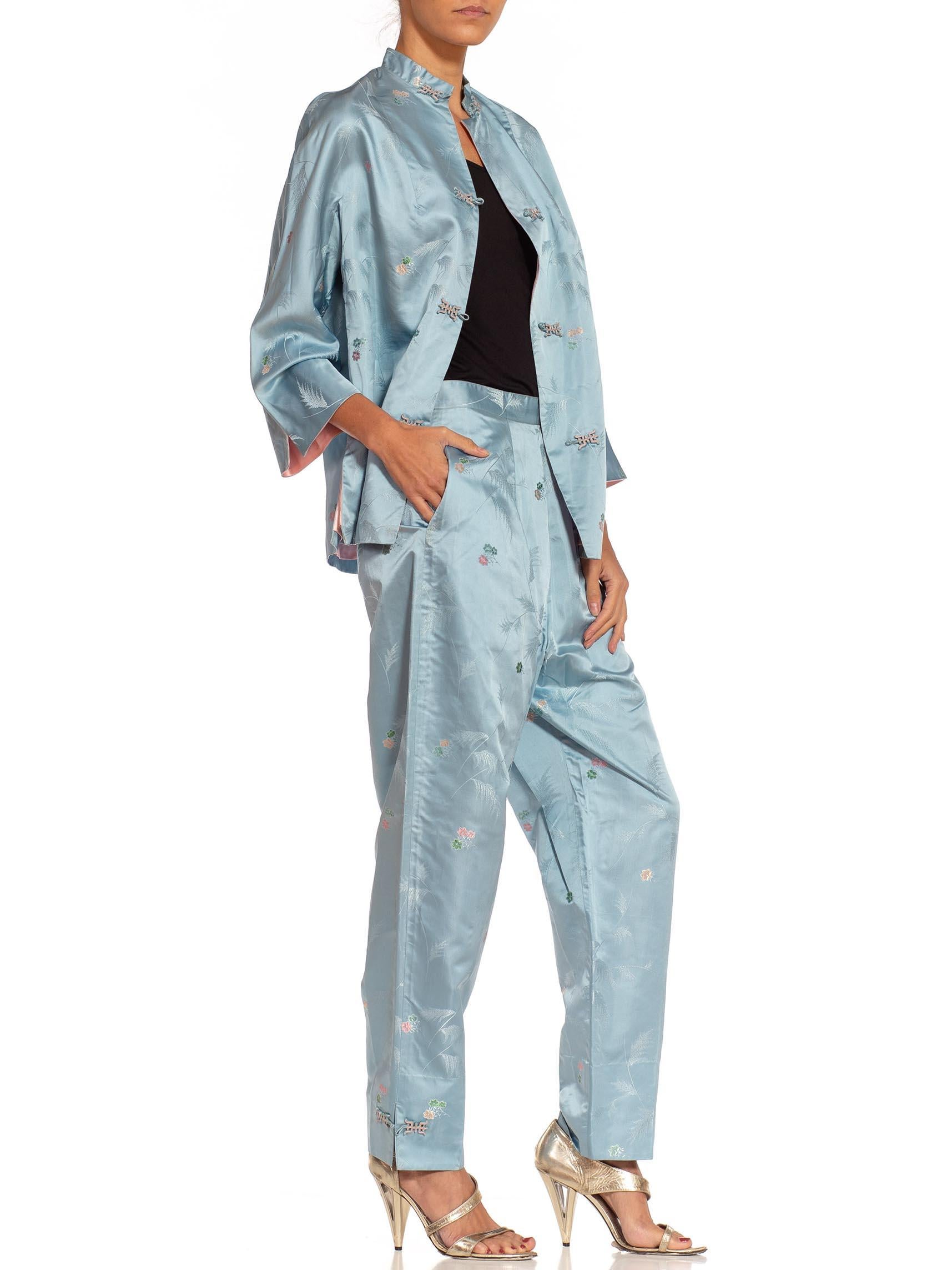 Saks 5Th Ave pajamas de salon en jacquard de soie asiatique des années 1950 Excellent état - En vente à New York, NY