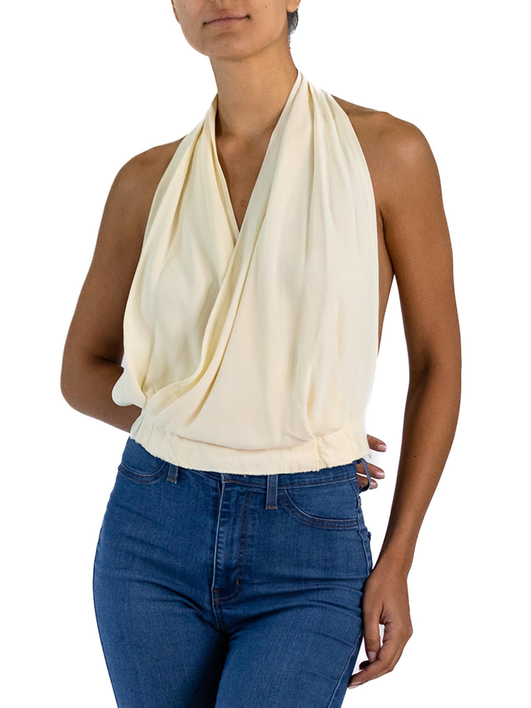 Women's 1950S SAKS Cream Rayon Crepe Halter Top For Sale