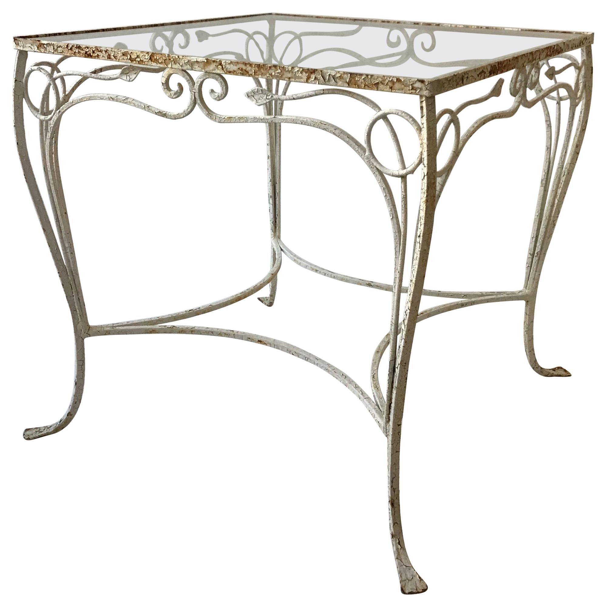 1950s Salterini Wrought Iron Small Outdoor Table For Sale