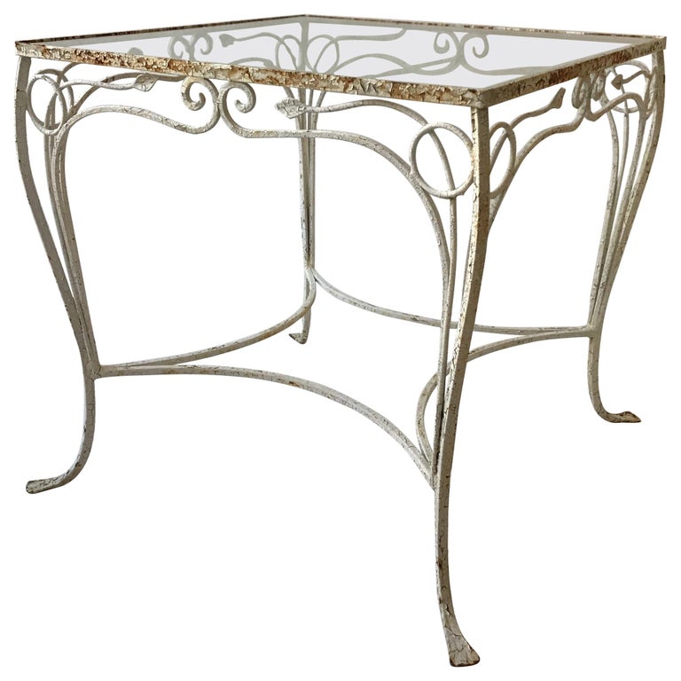 1950s Salterini Wrought Iron Small Outdoor Table For Sale at 1stDibs