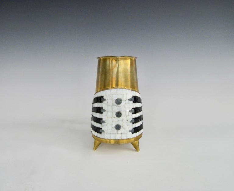 Salvador Teran Brass Pitcher with Mosaic