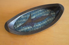 Bandeja de pez espada de los años 50 de Salvador Teran en mosaico y  Bronce