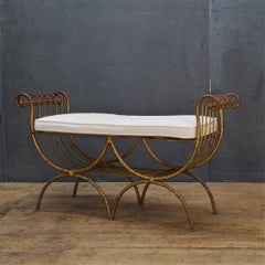 1950s Salvadori Double-Harp Bench Gold Greek Revival Hollywood Regency Stool