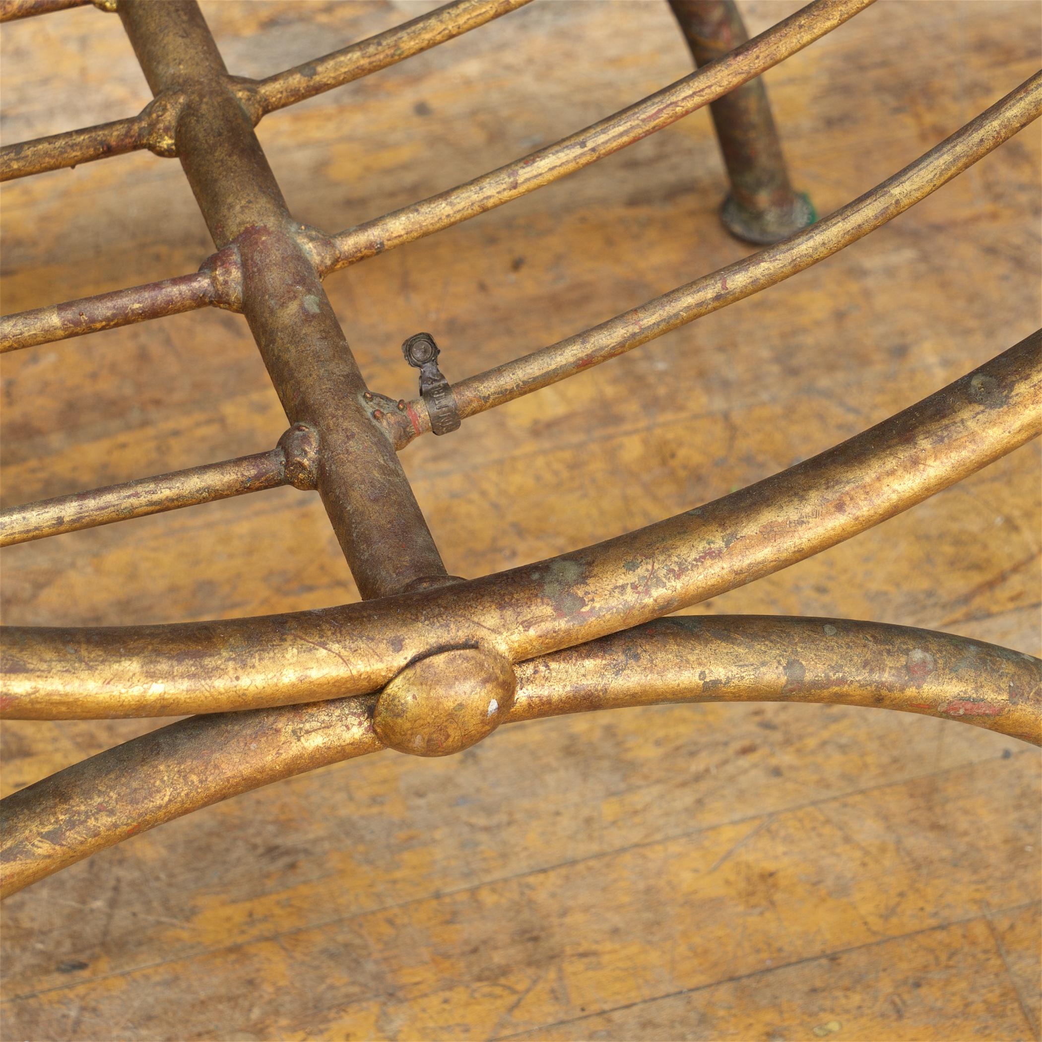 Enameled 1950s Salvadori Double-Harp Bench Gold Greek Revival Hollywood Regency Stool
