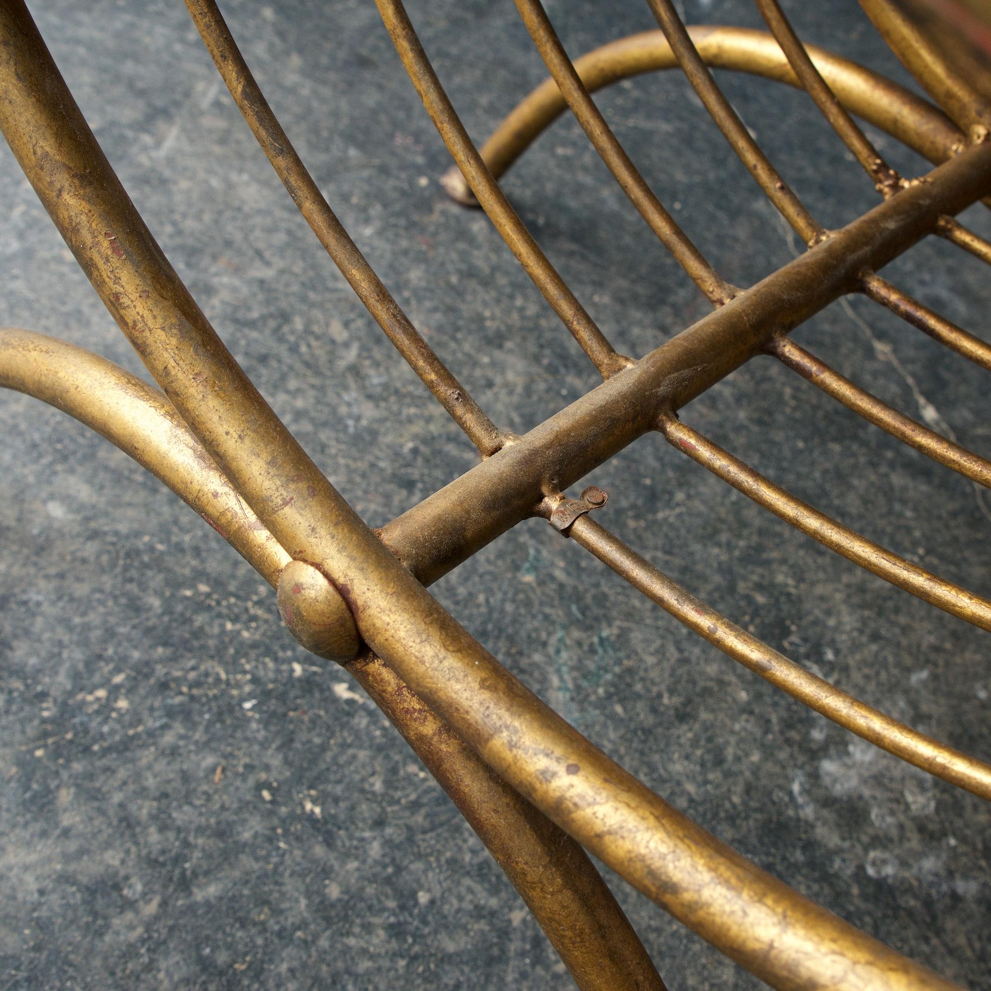 1950s Salvadori Harp Vanity Stool Gold on Steel Greek Revival Hollywood Regency 3