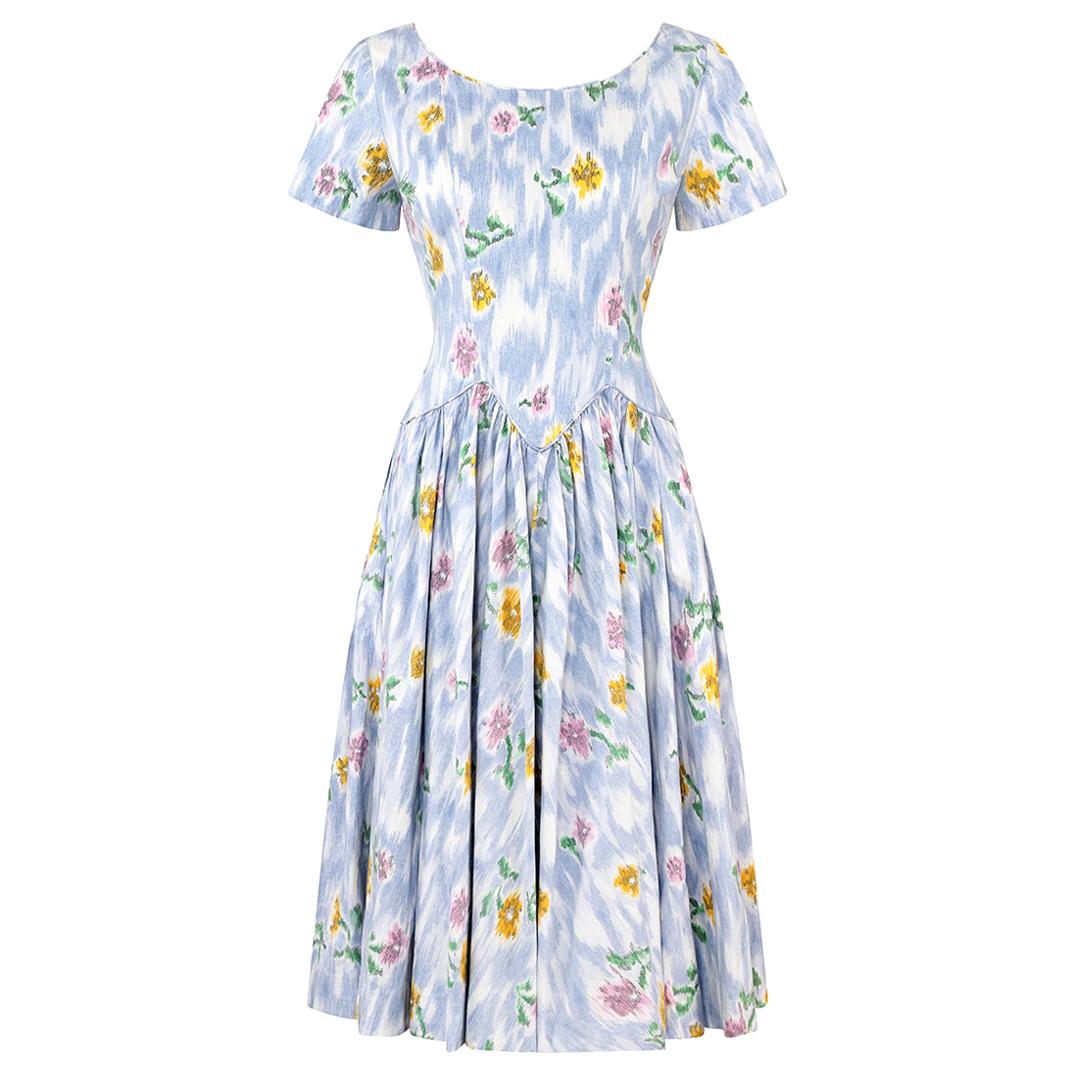 Sambo Fashions 1950 - Robe en coton à imprimé floral avec jupe complète en vente