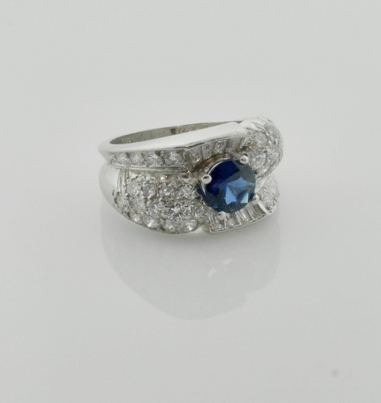 1950's Sapphire and Diamond Ring in Platinum 