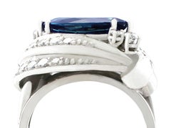 1950s Sapphire and Diamond White Gold Cocktail Ring