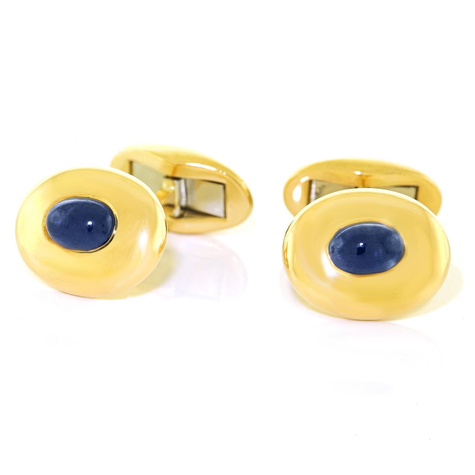 1950s Sapphire and Gold Cufflinks In Excellent Condition In Litchfield, CT