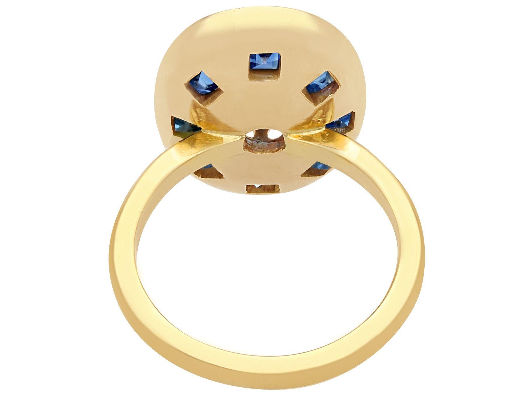 1950s Sapphire and Yellow Gold Cocktail Ring In Excellent Condition For Sale In Jesmond, Newcastle Upon Tyne