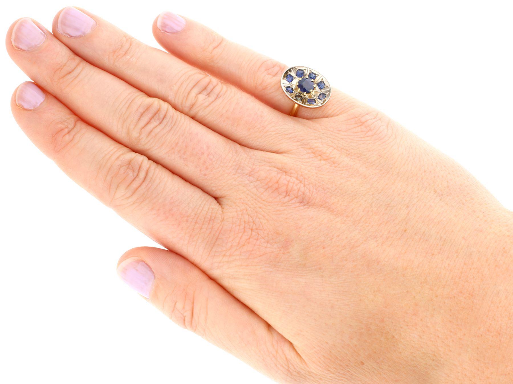 1950s Sapphire and Yellow Gold Cocktail Ring For Sale 1