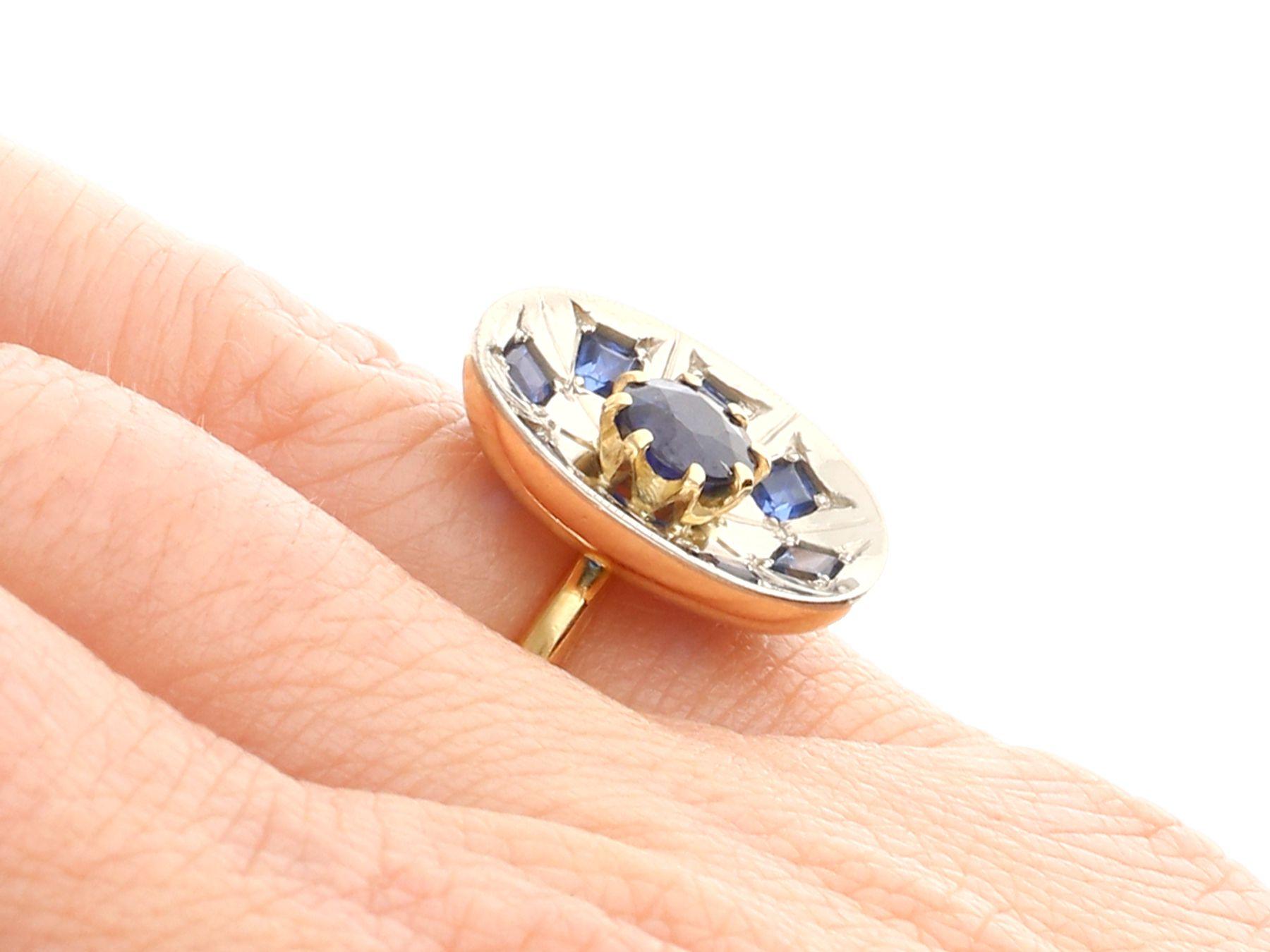 1950s Sapphire and Yellow Gold Cocktail Ring For Sale 3