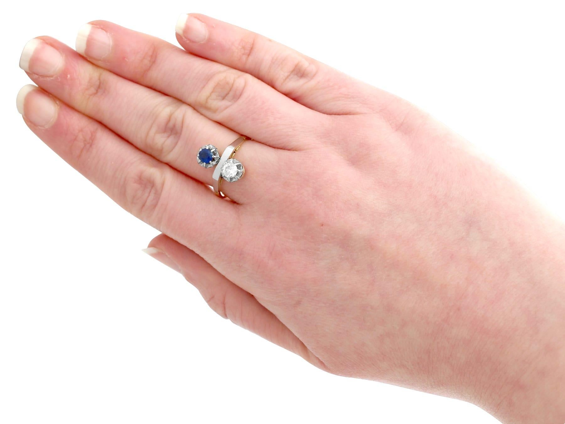 Women's 1950s, Sapphire Diamond and Yellow Gold Cocktail Ring For Sale