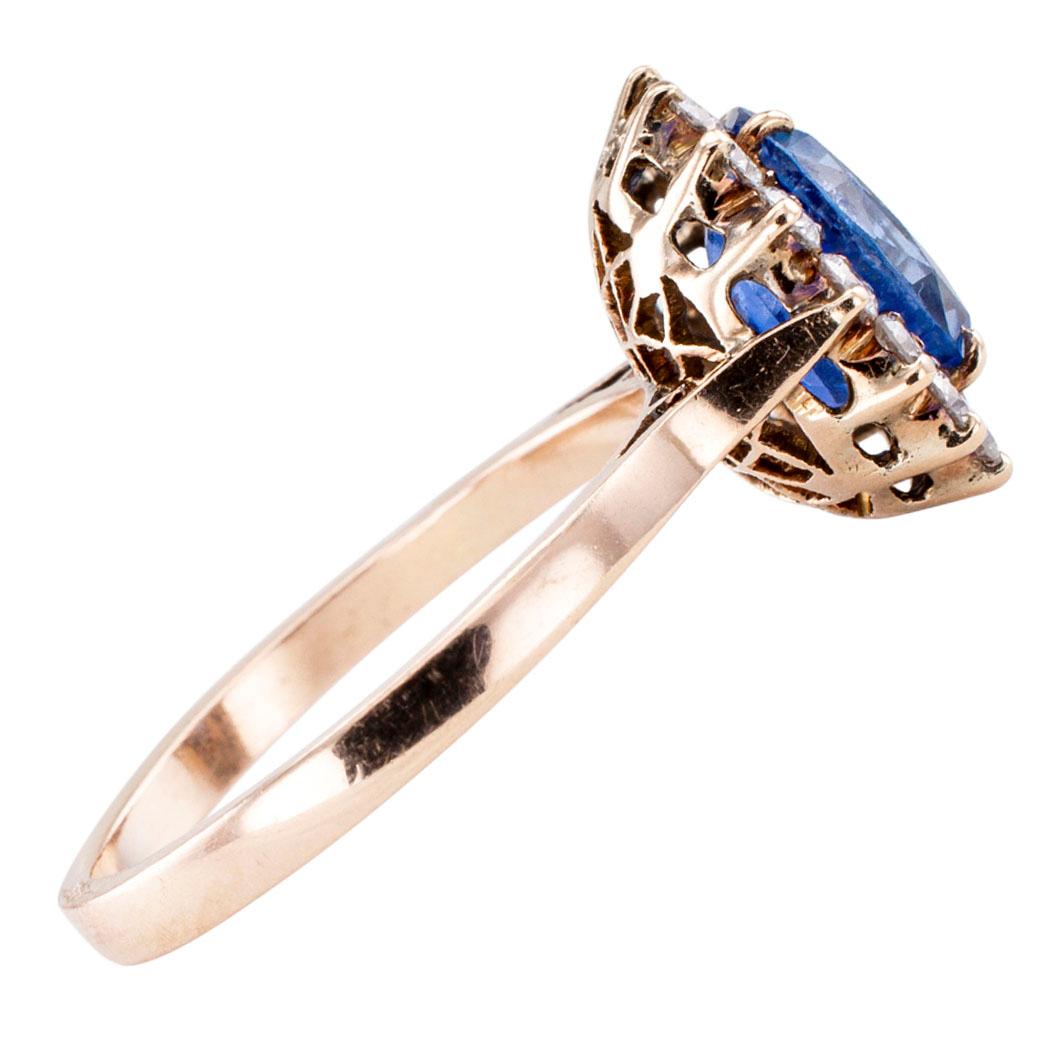 Modern 1950s Sapphire Diamond Gold Ring