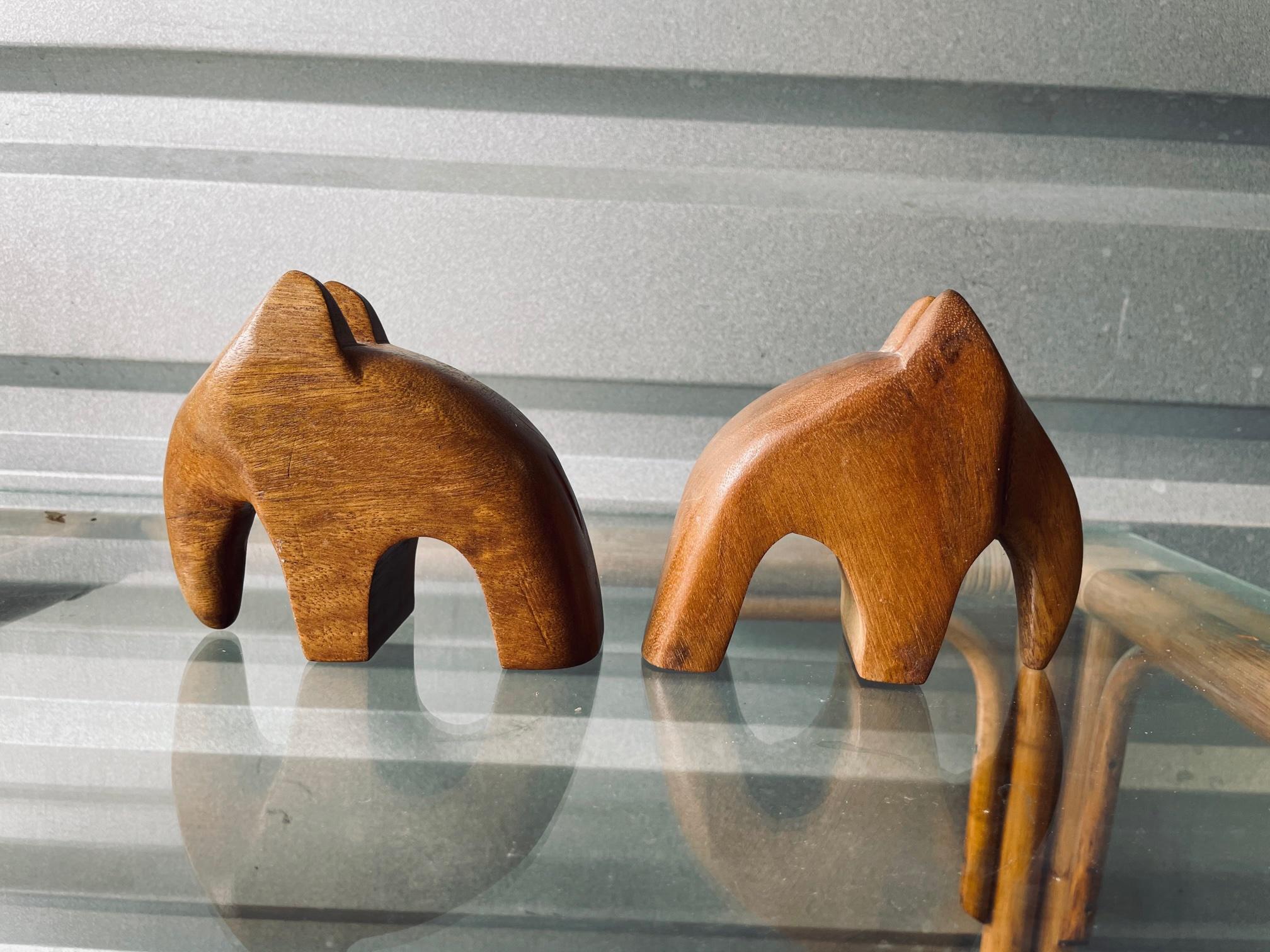 Hand-Carved 1950s Scandanavian Teak Elephant Sculpture Danish Modern For Sale