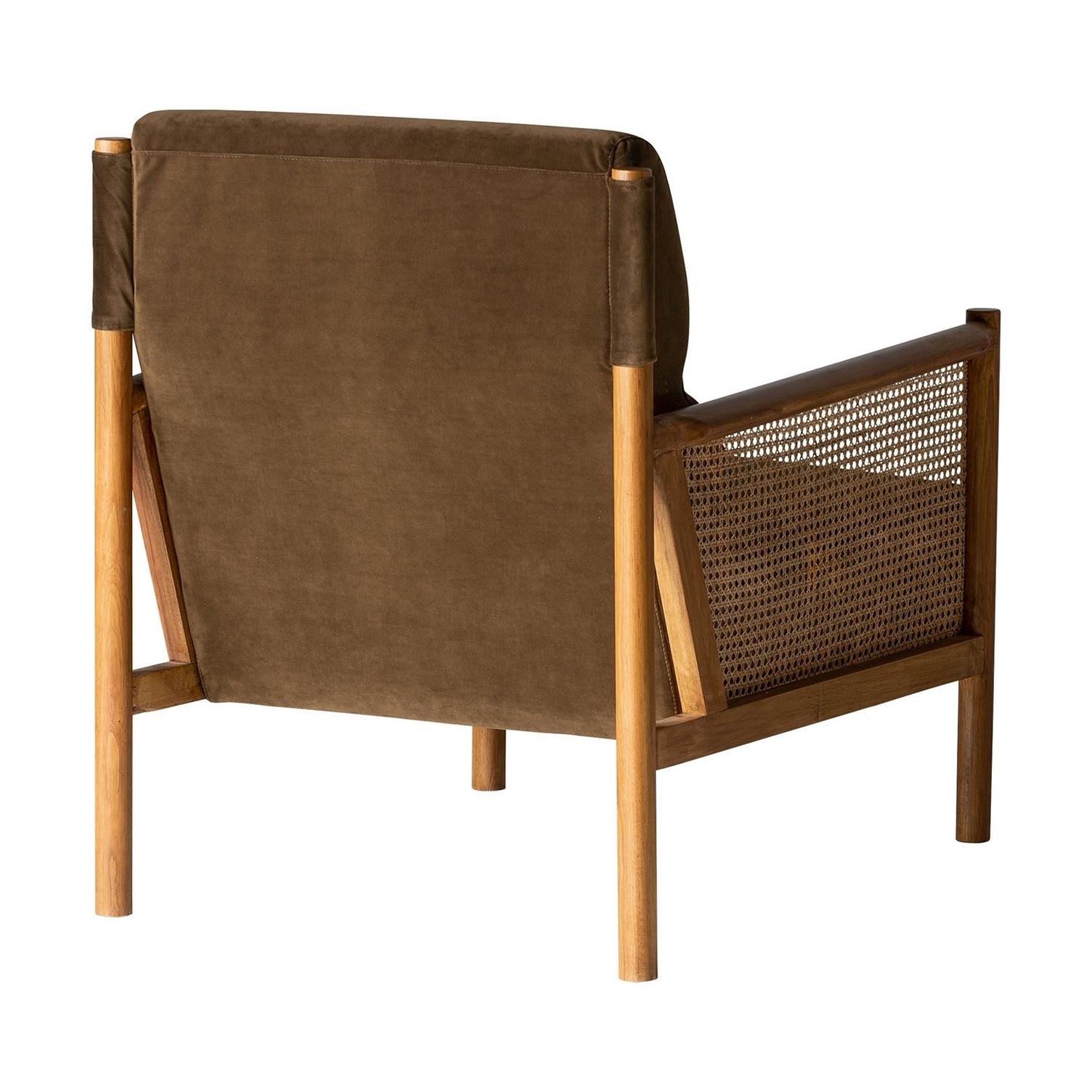 Poltrona in legno e vimini di canna in stile scandinavo e danese degli anni '50.
