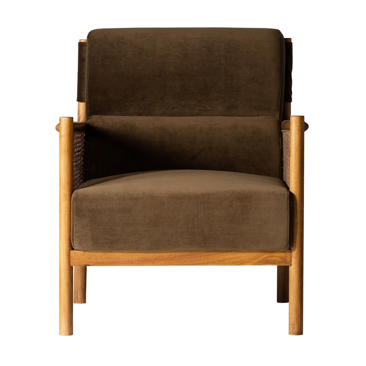 Sessel aus Rohrweide und Holz im skandinavischen und dänischen Stil der 1950er Jahre (Moderne der Mitte des Jahrhunderts) im Angebot