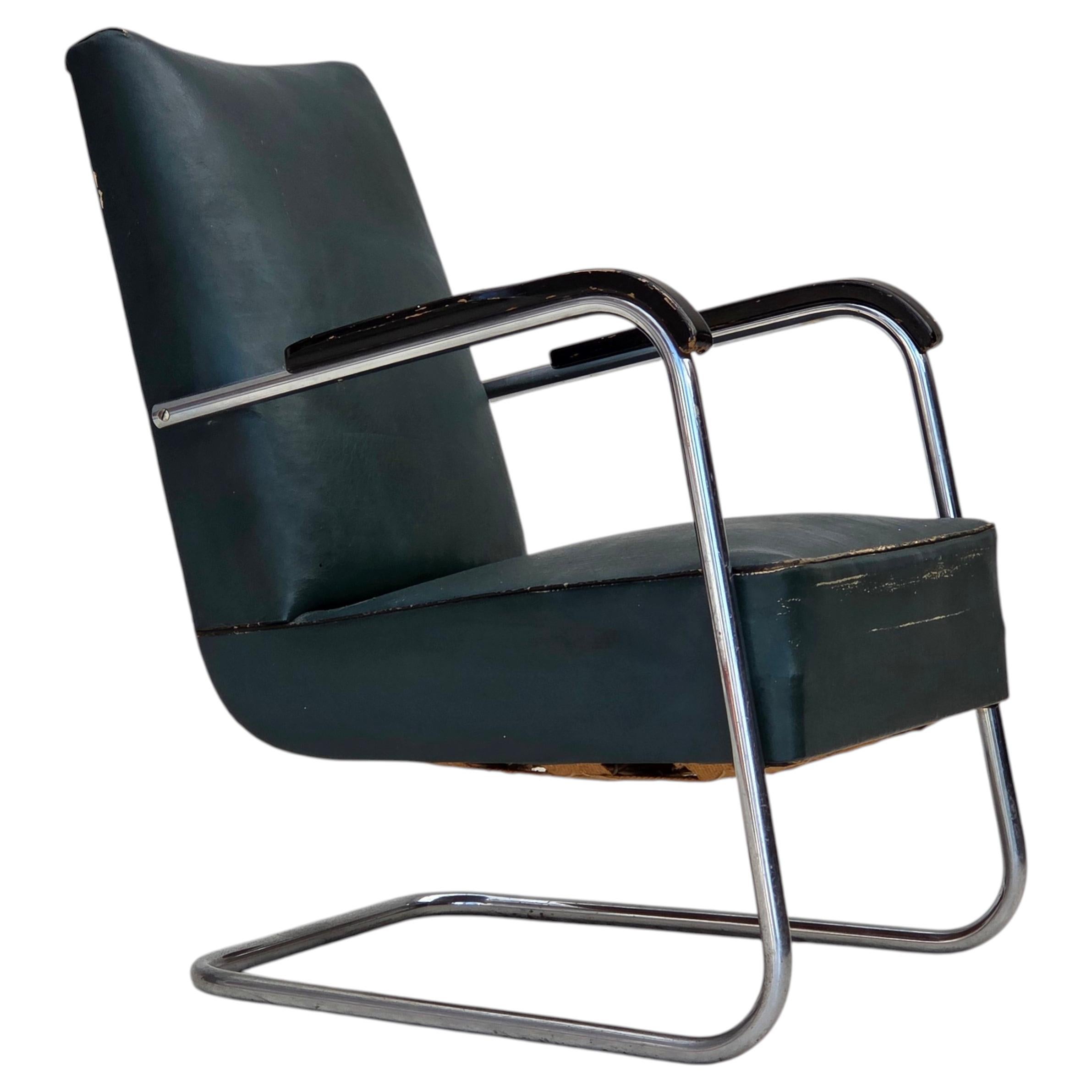1950s, Scandinavian armchair in Bauhaus style, original condition.