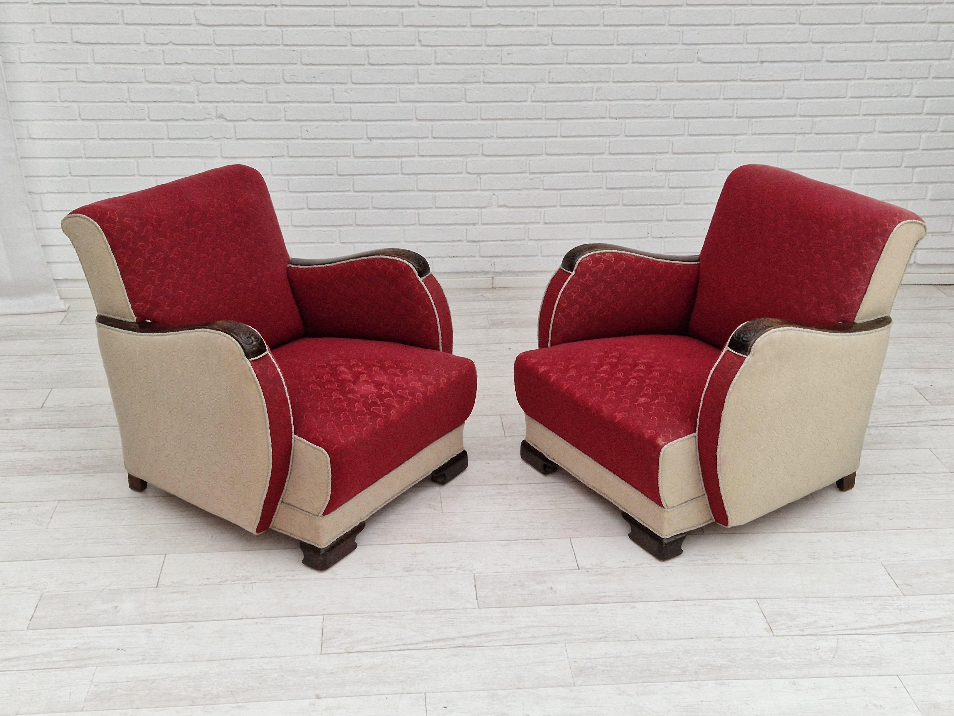 Danish 1950s, Scandinavian Art Deco Chairs, Original Condition For Sale