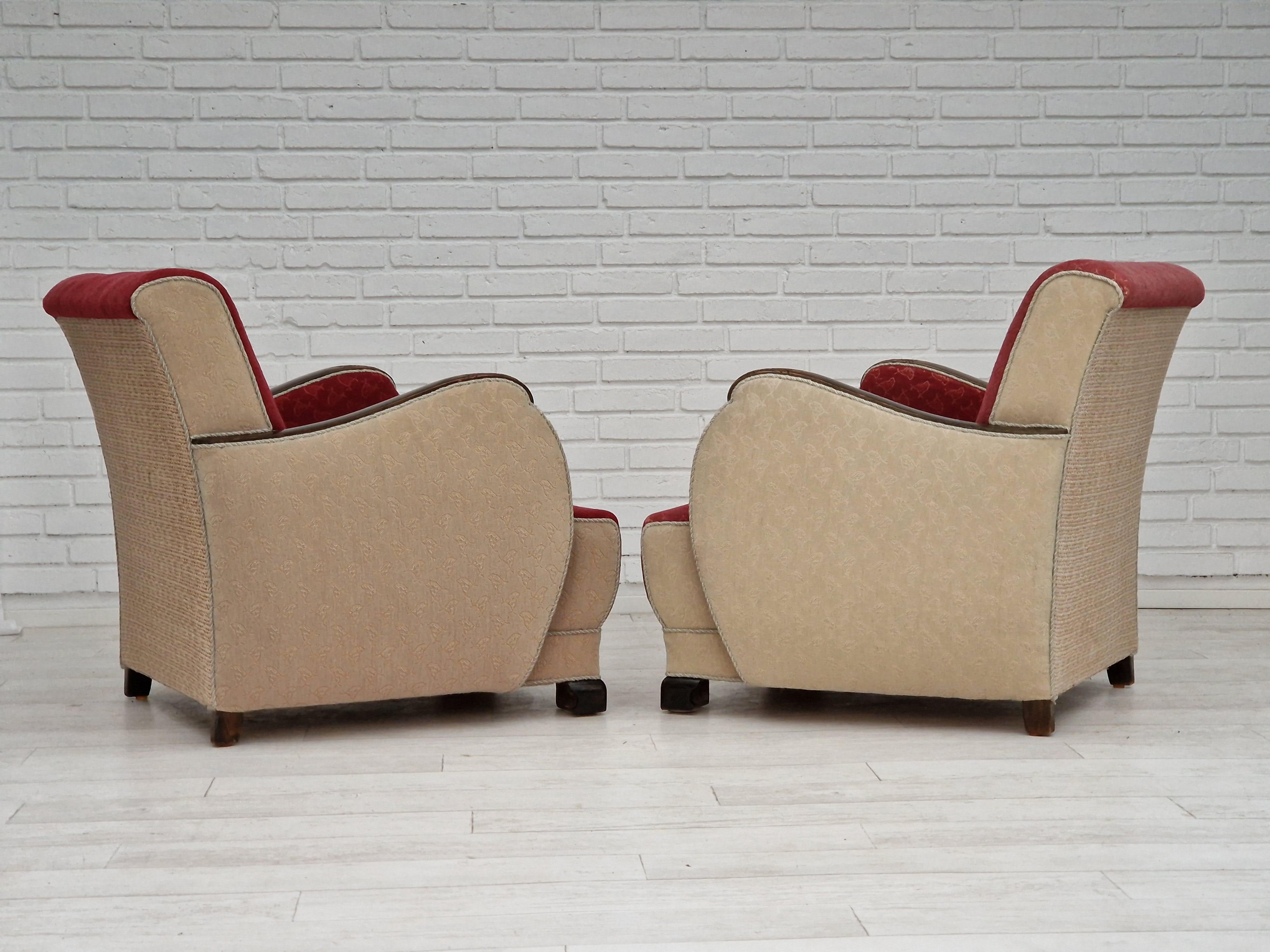 1950s, Scandinavian Art Deco Chairs, Original Condition For Sale 1