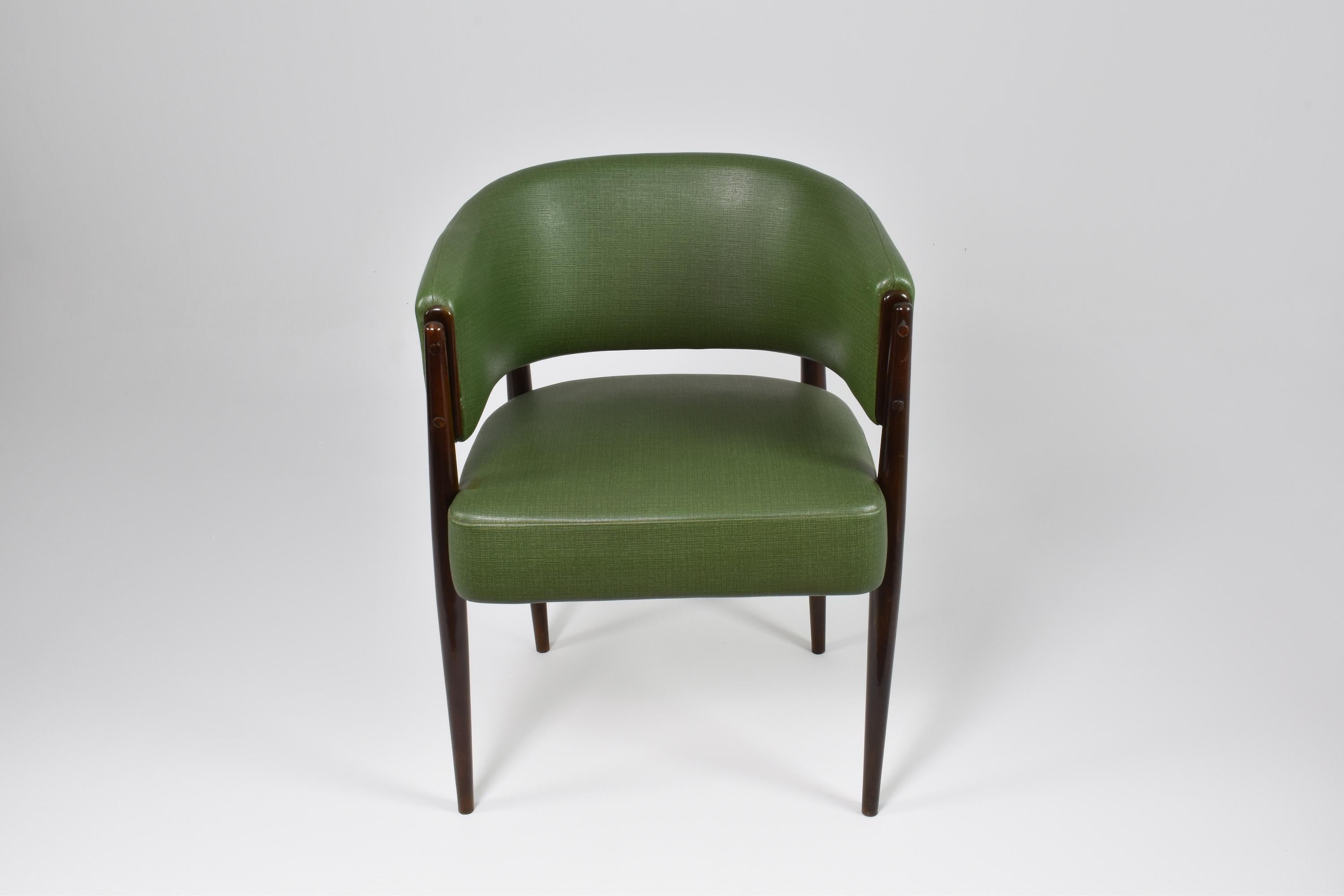 Faux Leather 1950's Scandinavian Beech Chair 