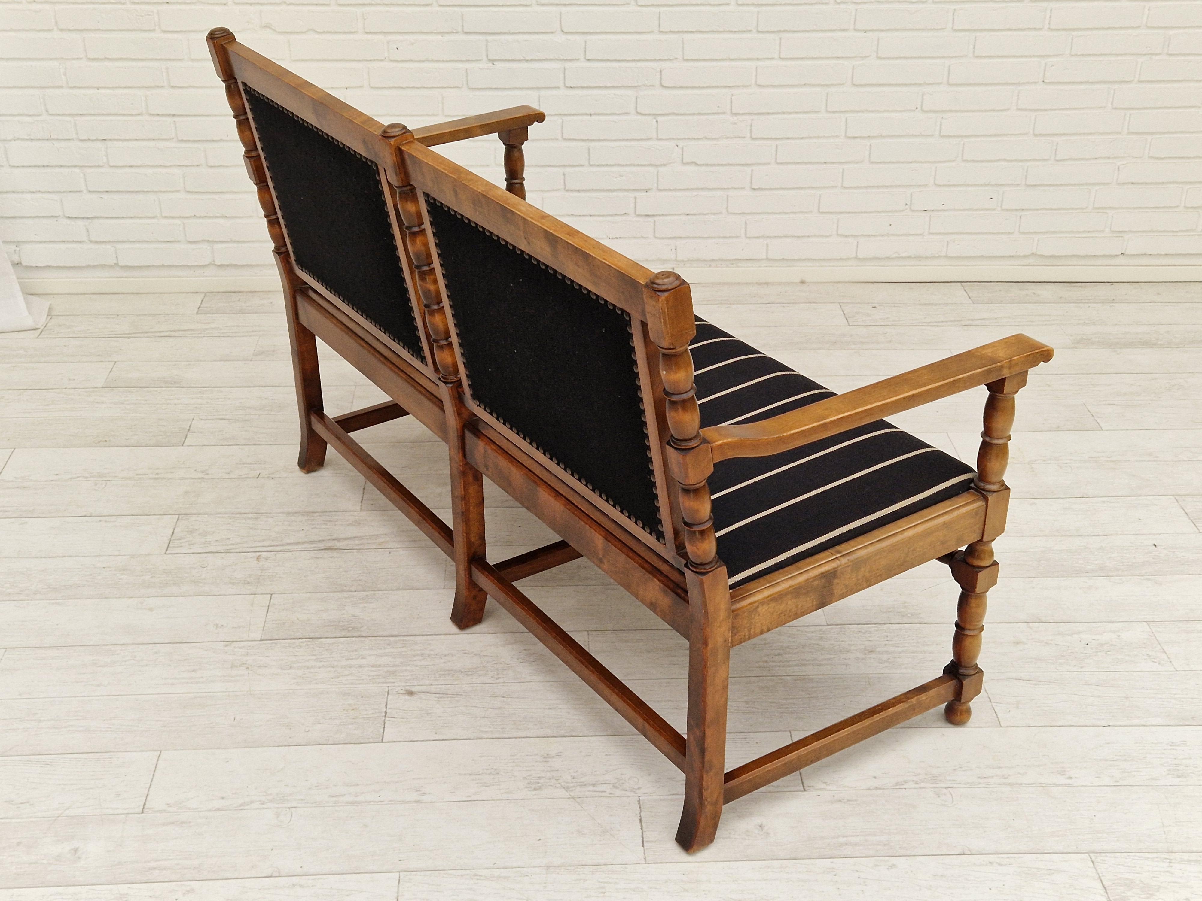 1950s, Scandinavian Bench-Sofa, Ash Wood, Wool, Original Condition 3