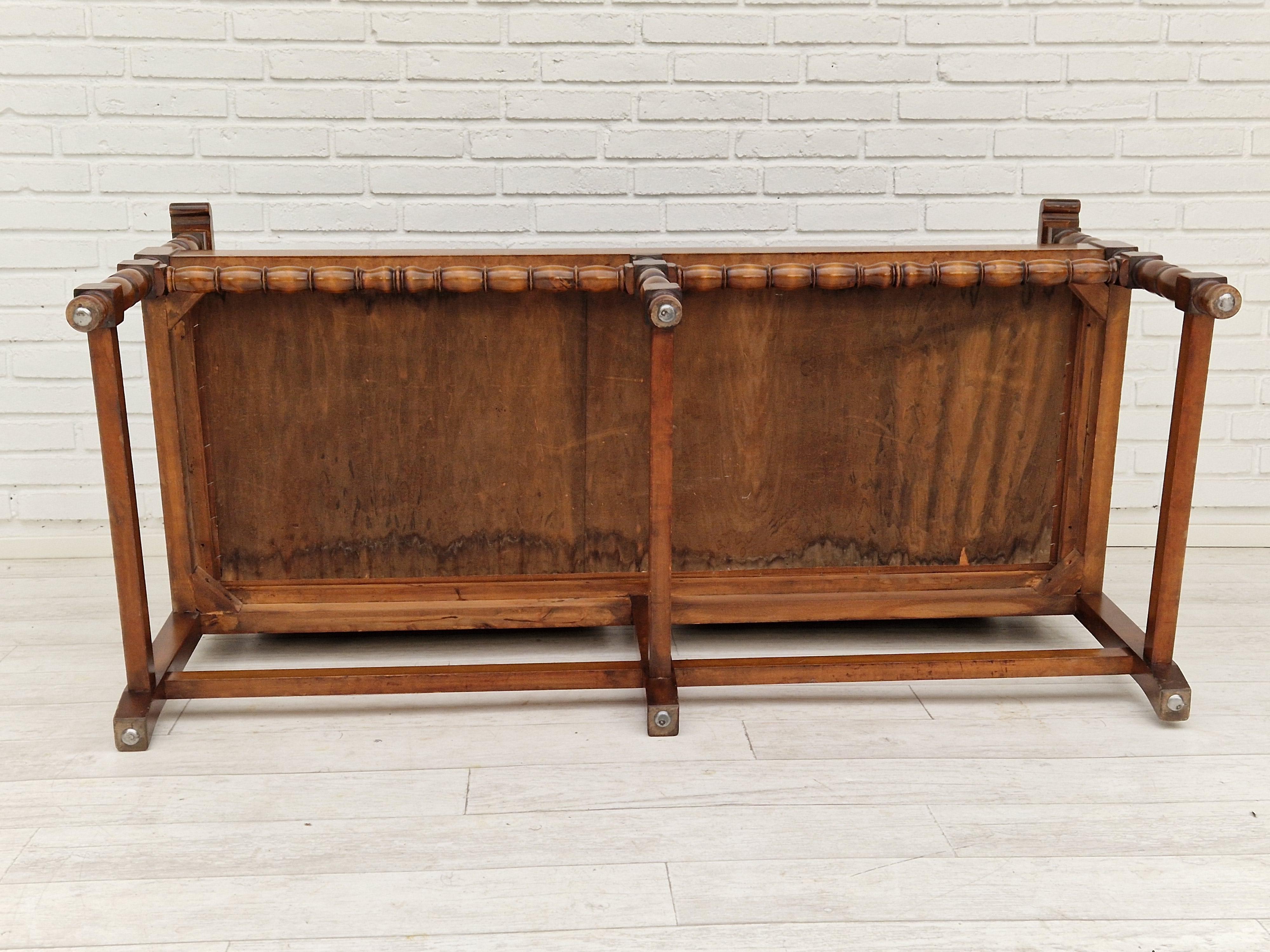 1950s, Scandinavian Bench-Sofa, Ash Wood, Wool, Original Condition 4
