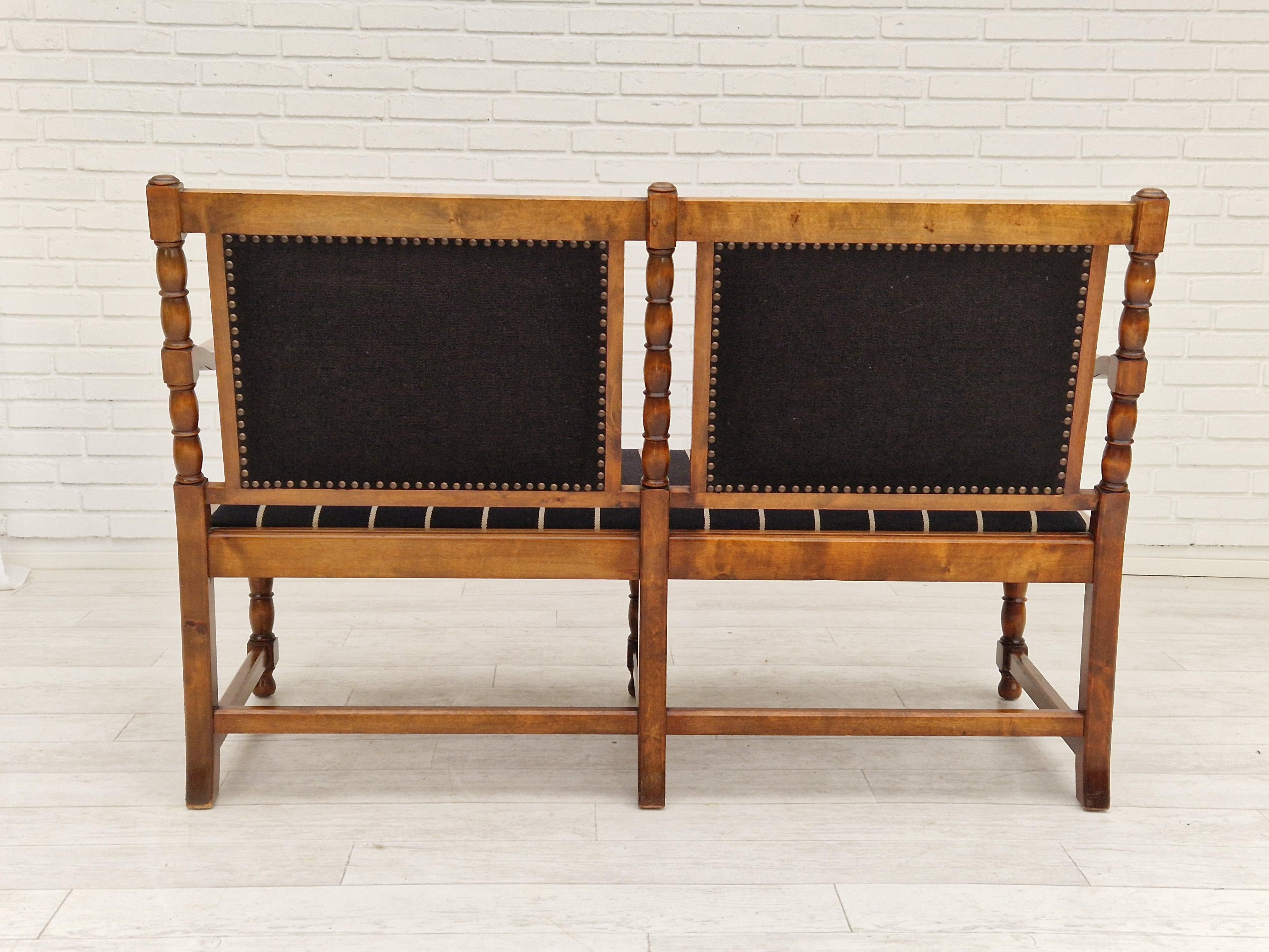 Mid-20th Century 1950s, Scandinavian Bench-Sofa, Ash Wood, Wool, Original Condition